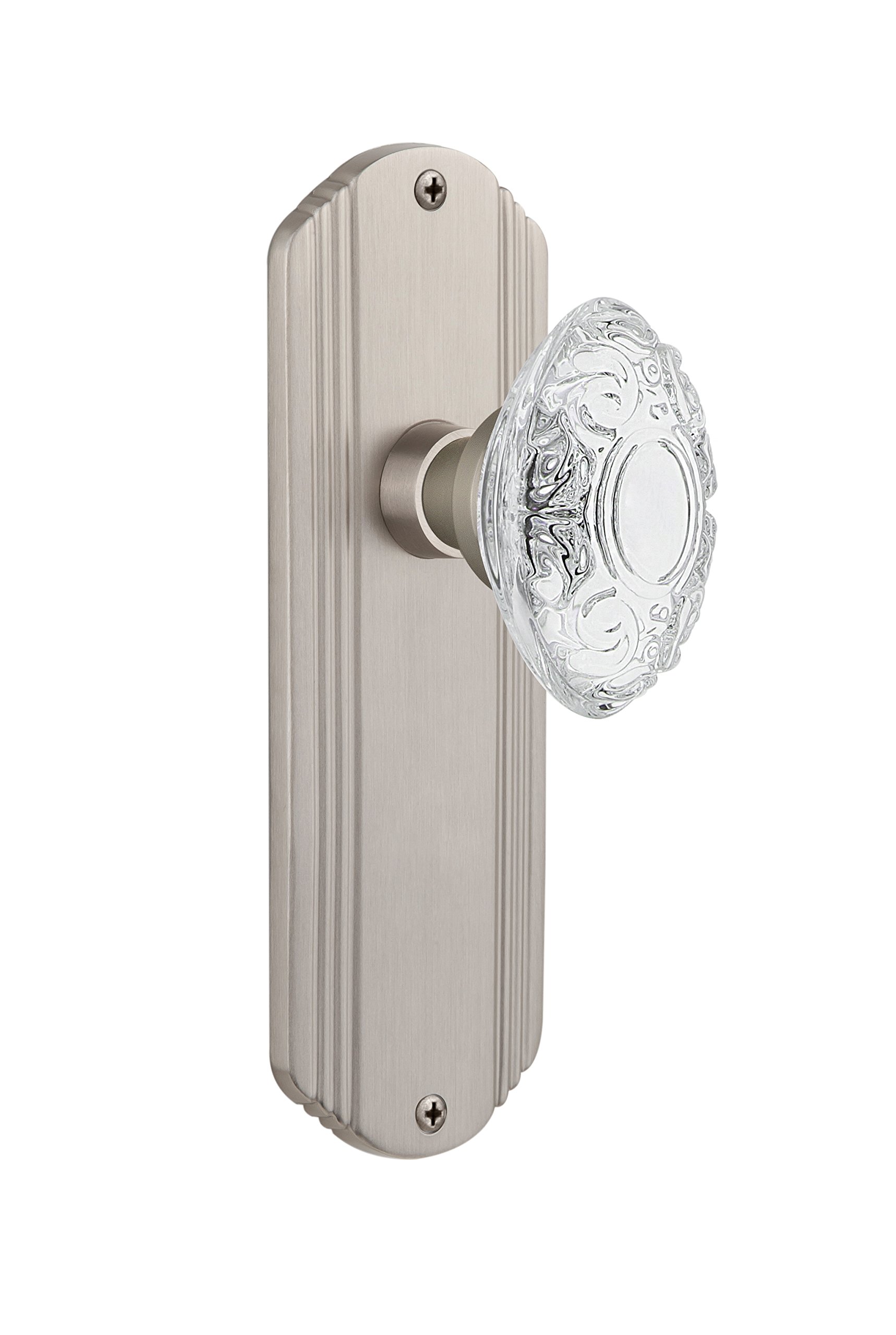 Nostalgic Warehouse 755330 - Plato decorativo doble con pomo de cristal victoriano, montaje en superficie, cromo brillante