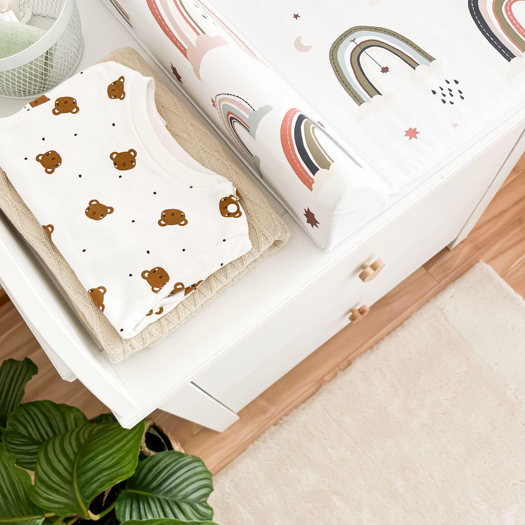 ATB Wickelkommode - Wickeltisch 101 x 85 x 75 cm - Babyzimmer Komplettset - Funktional Möbel - Bequemer Baby mit Schubladen – Baby Changing Table - Weiße - Little Heart
