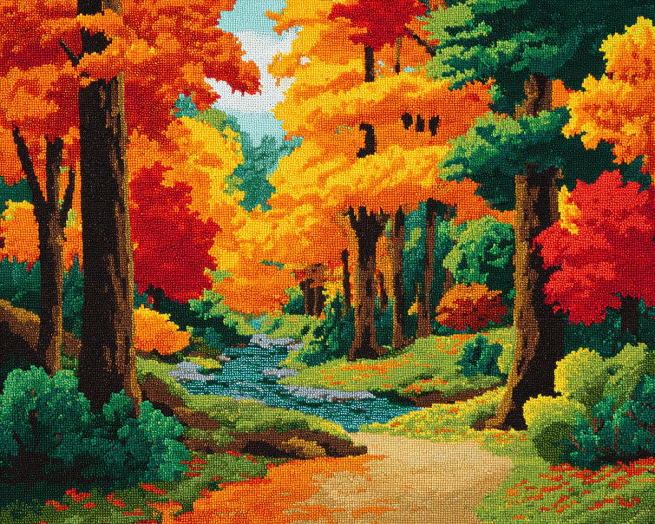 AMBATTERY Carpet Latch Hook Kit Colorful Forests 90x120cm