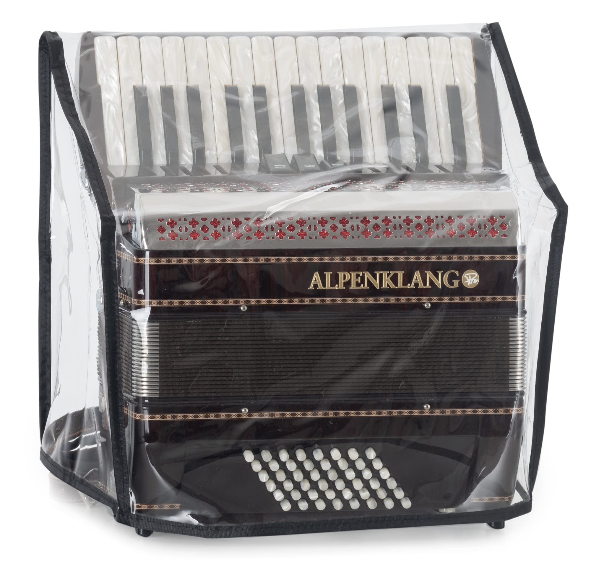 Alpenklang Cover für 48 Bass-Akkordeon - Schutzhülle für Akkordeon - Passend für Akkordeons mit 48 Bässen - Abmessungen (BxTxH): ca. 33 x 22 x 32 cm - aus PVC - Transparent