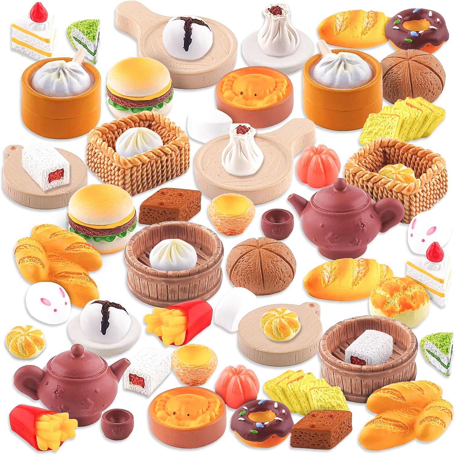 Amazon.com: 60Pcs Mini Resin Food Cute Miniature Food Figurines Tiny ...