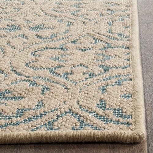 Miniatura 9 de SAFAVIEH Palm Beach Collection - Alfombra de pasillo, 2 x 8 pies, natural y turquesa, yute hecho a mano, ideal para zonas de alto tráfico en sala de