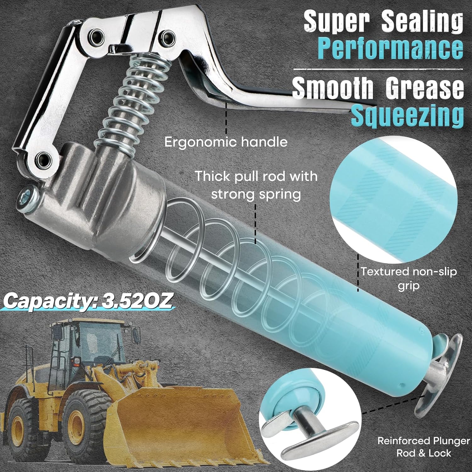 SHALL Mini Grease Gun Kit (3.52OZ, 3000PSI) with Accessories: 2x 4-Jaw Couplers, Sharp Nozzle, Extension Adapter, 3OZ Grease, Reinforced Glove & Cleaner