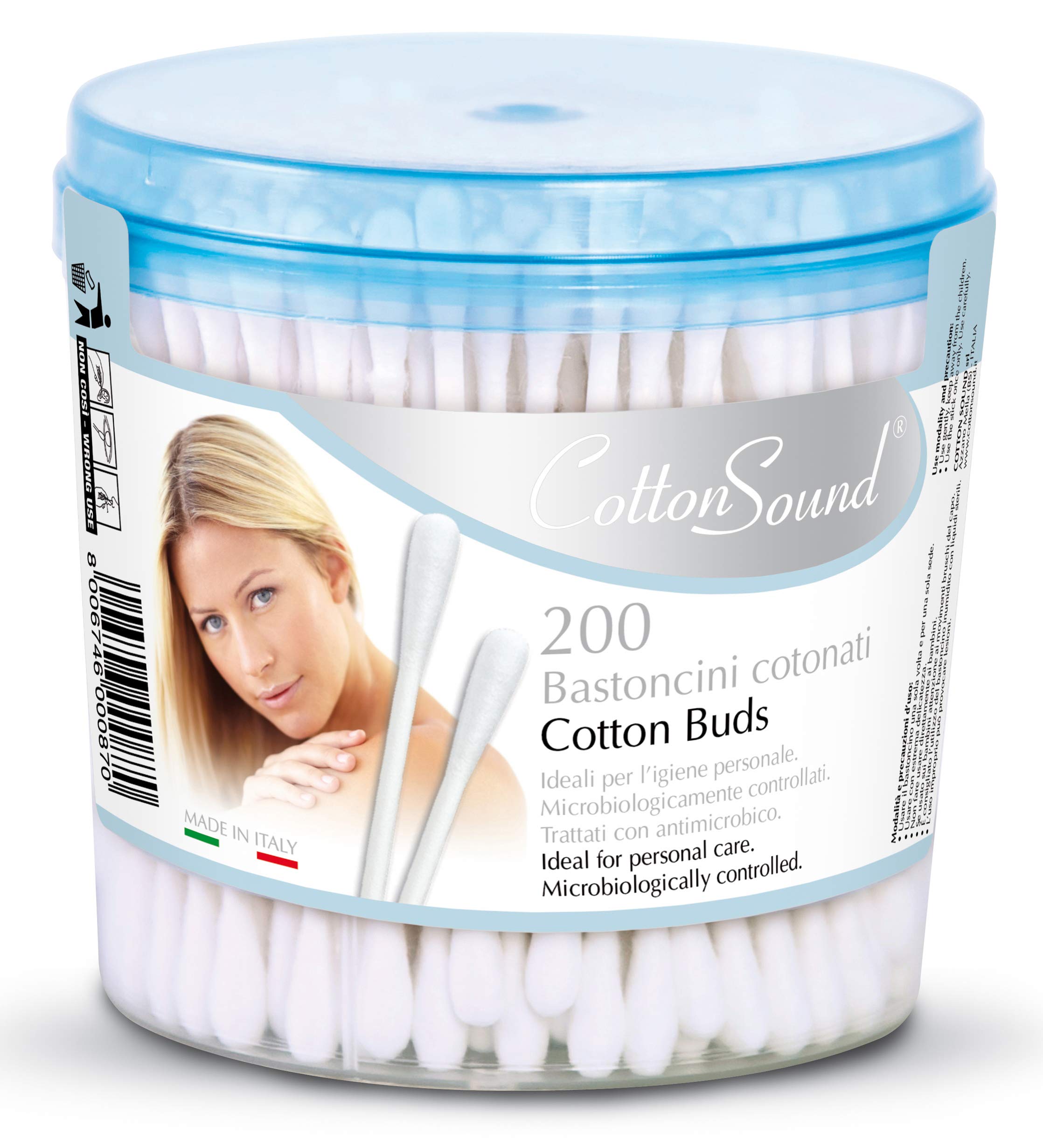 Cotton Sound Swabs Bar with Paper Stems 200 Pieces - Package May Vary