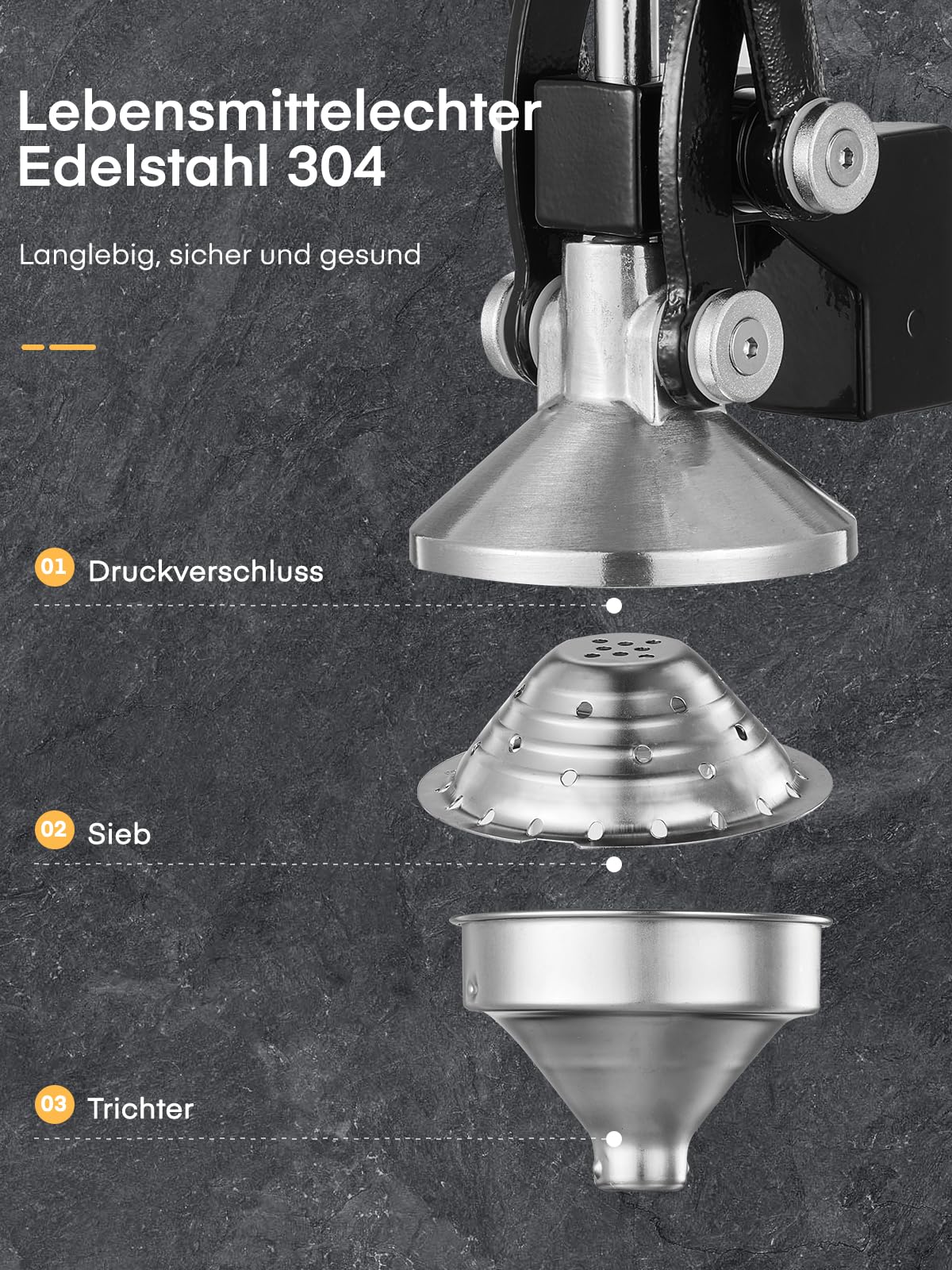 FOHERE Saftpresse Manuell, Professionelle Orangenpresse Handpresse für Orangen, Zitronen, Granatäpfel, Grapefruits, Leicht zu Reinigende Zitruspresse mit Edelstahlbecher