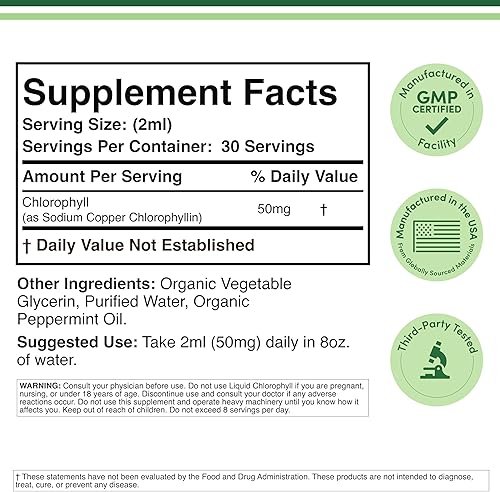 Miniatura 2 de Gotas líquidas de clorofila – para la digestión, la salud intestinal, la energía y la desintoxicación – Vegano seguro (rico, textura completa y