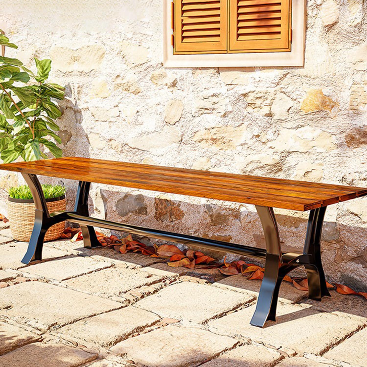 Banc jardin extérieur sans dossier fonte robuste contre la pluie