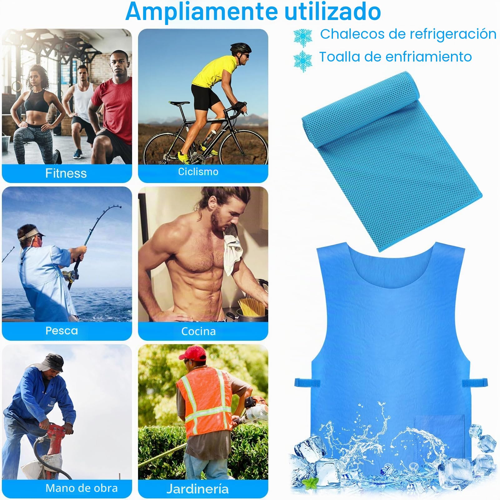 Chaleco Hielo,Insolación refrescante Verano para Hombres y Mujeres, chaleco de enfriamiento evaporativo, para trabajo al aire libre, equitación, correr