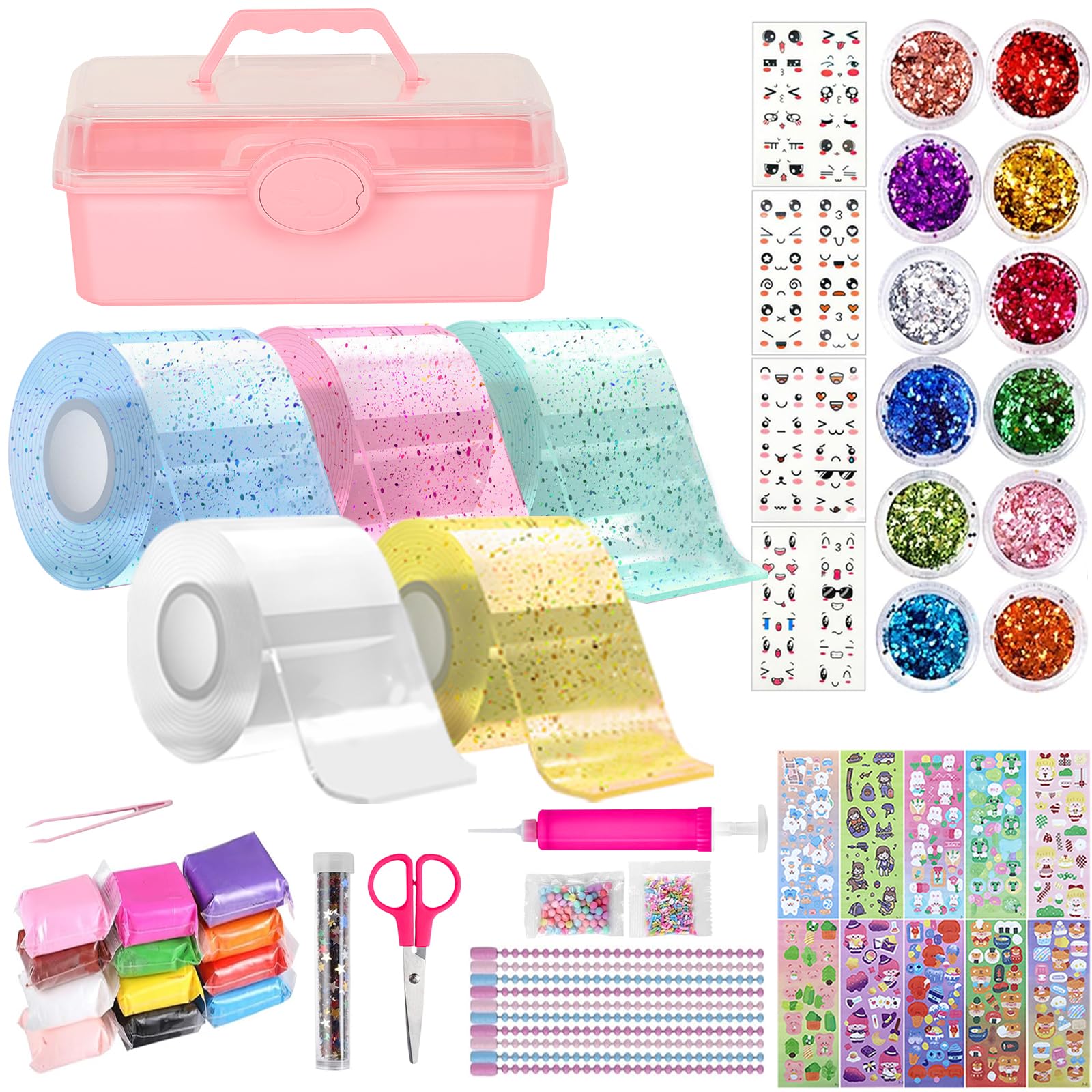 Nano Tape Bubble Kit for Adults 5*3m Nano Tape Squishy Kit DIY Plastic Bubbles with Storage Box