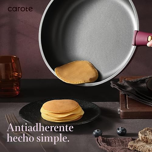 Miniatura 3 de CAROTE Juego de 21 ollas y sartenes, juego de utensilios de cocina antiadherentes, mango desmontable, juegos de utensilios de cocina de inducción