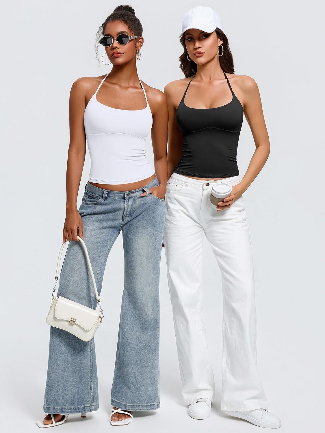 Avidlove Halter Tops for Women Backless Double Lined Tank Top Going Out Y2k Trendy Camisole Crop Tops