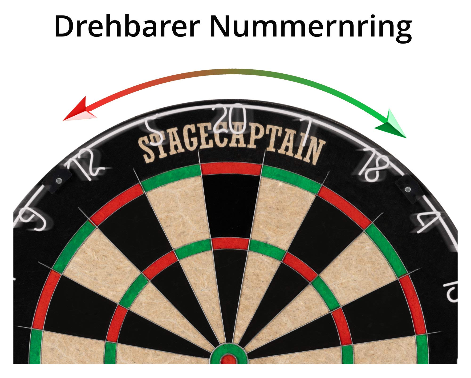 Stagecaptain DBS-1715 Bullseye Pro Cible de Fléchettes Complète - Steeldarts en Sisal, Tapis Caoutchouc, Support réglable, 6 fléchettes, 4 Sets de Flights - Or.