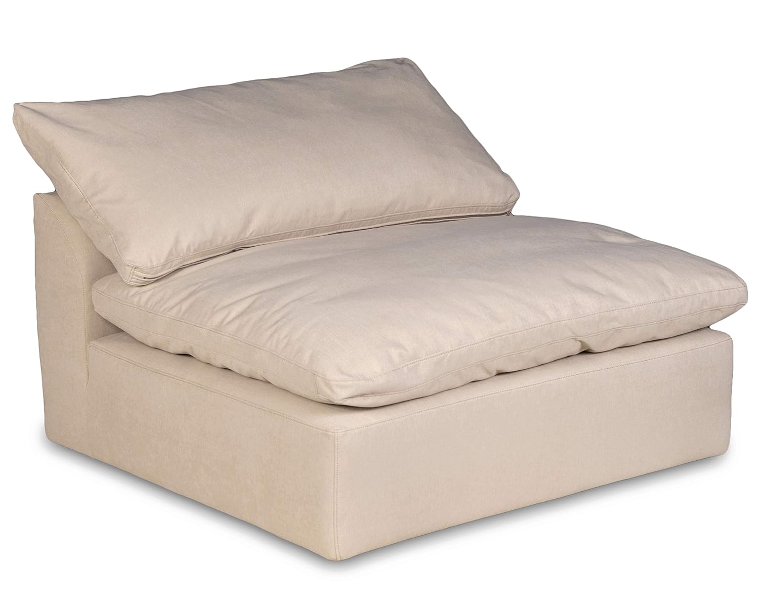 Sunset Trading Contemporary Puff Collection Slipcover Only for 44" Square Modular Couch Armless Chair, Performance Fabric Washable Water-Resistant Stain-Proof, Oversized Sofa Sectional Cover,Tan/Beige