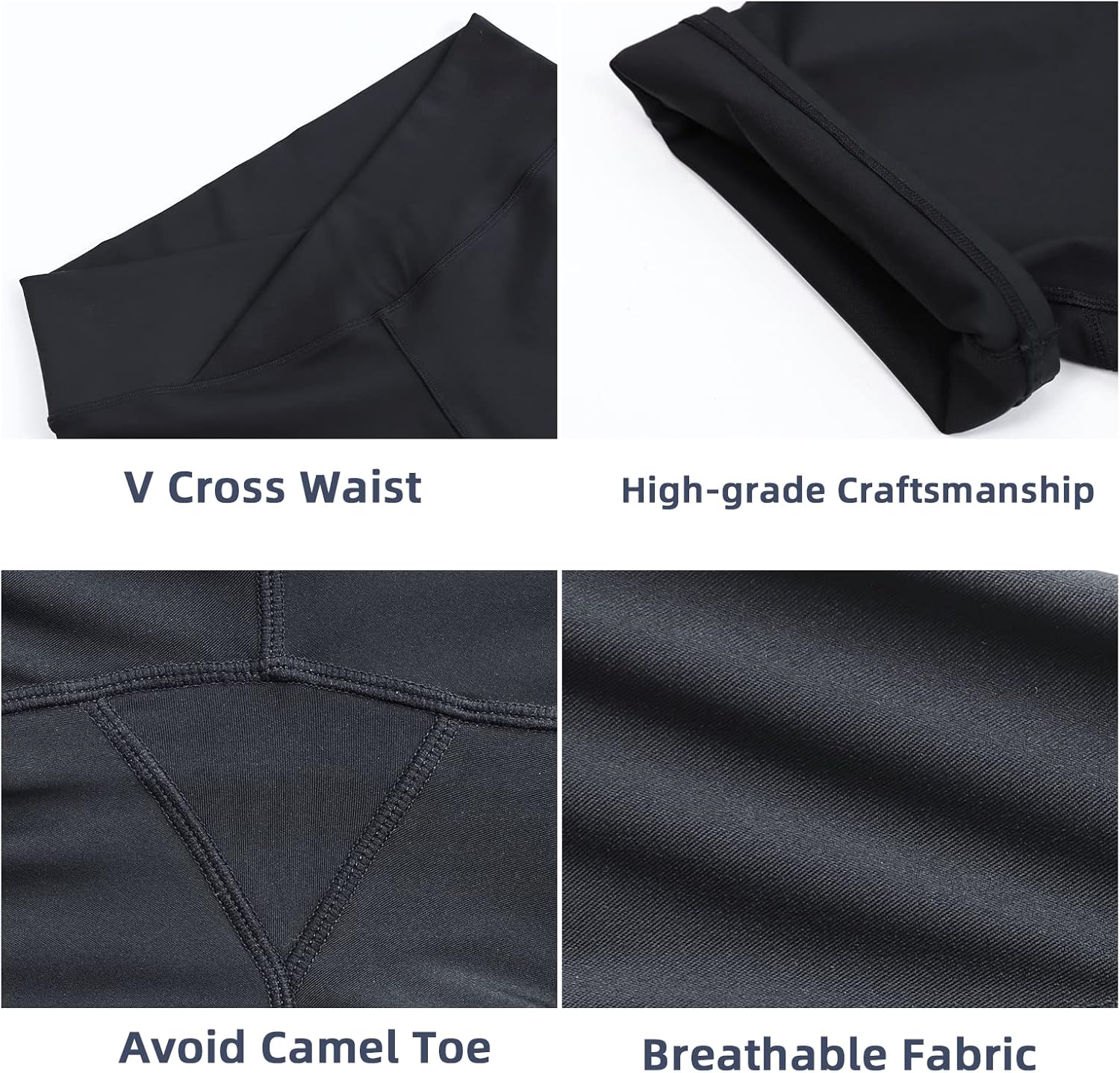 keriffe Womens Crossover Biker Shorts 5" High Waisted Yoga Workout Athletic Running Spandex Shorts