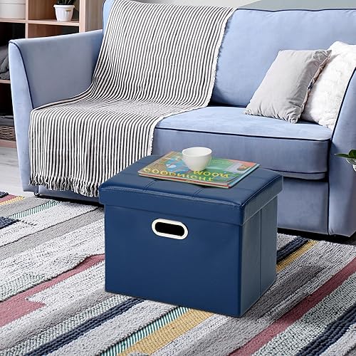 Miniatura 81 de COSYLAND - Reposapiés u otomano con almacenamiento plegable de piel, con agujero para agarrar, para habitación, tamaño pequeño, rectangular, 17 x 15