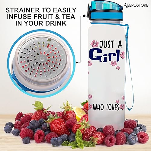 Miniatura 7 de Divertida botella de agua de alienígena azul de 32 onzas, botella Ohana con aislamiento motivacional, regalos de cumpleaños para mujeres