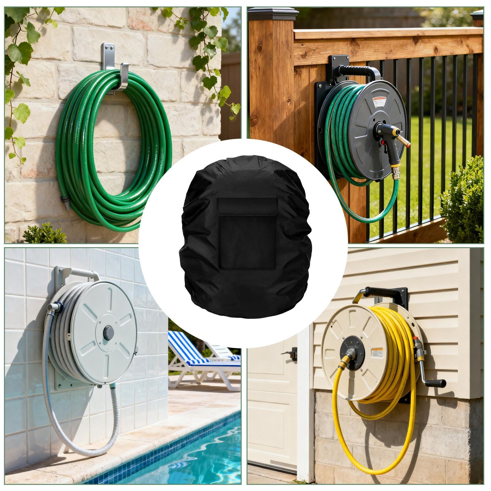 Cubierta para Manguera de Jardín,Protector Impermeable De Pared,Fundas De Manguera De Agua Oxford 420D Para Exterior - Para Sol Nieve Cables De Extensión Piscina Exterior Patio
