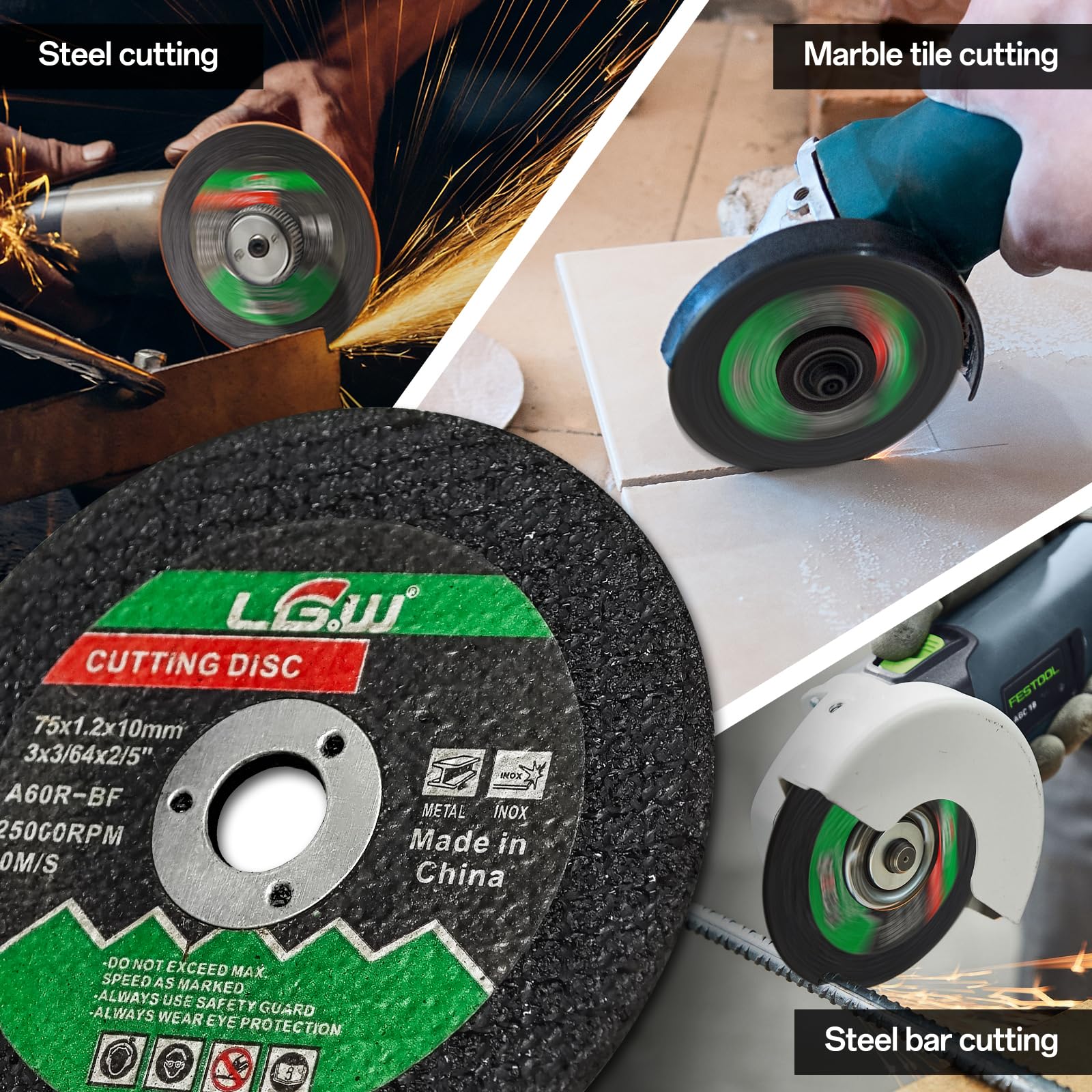 Dischi da taglio, dischi a ventaglio, set di dischi lucidanti ∅ 76x9.5 mm per smerigliatrice angolare, punta di montaggio per filiere(75 mm, 20 pezzi (Cutting Disc))