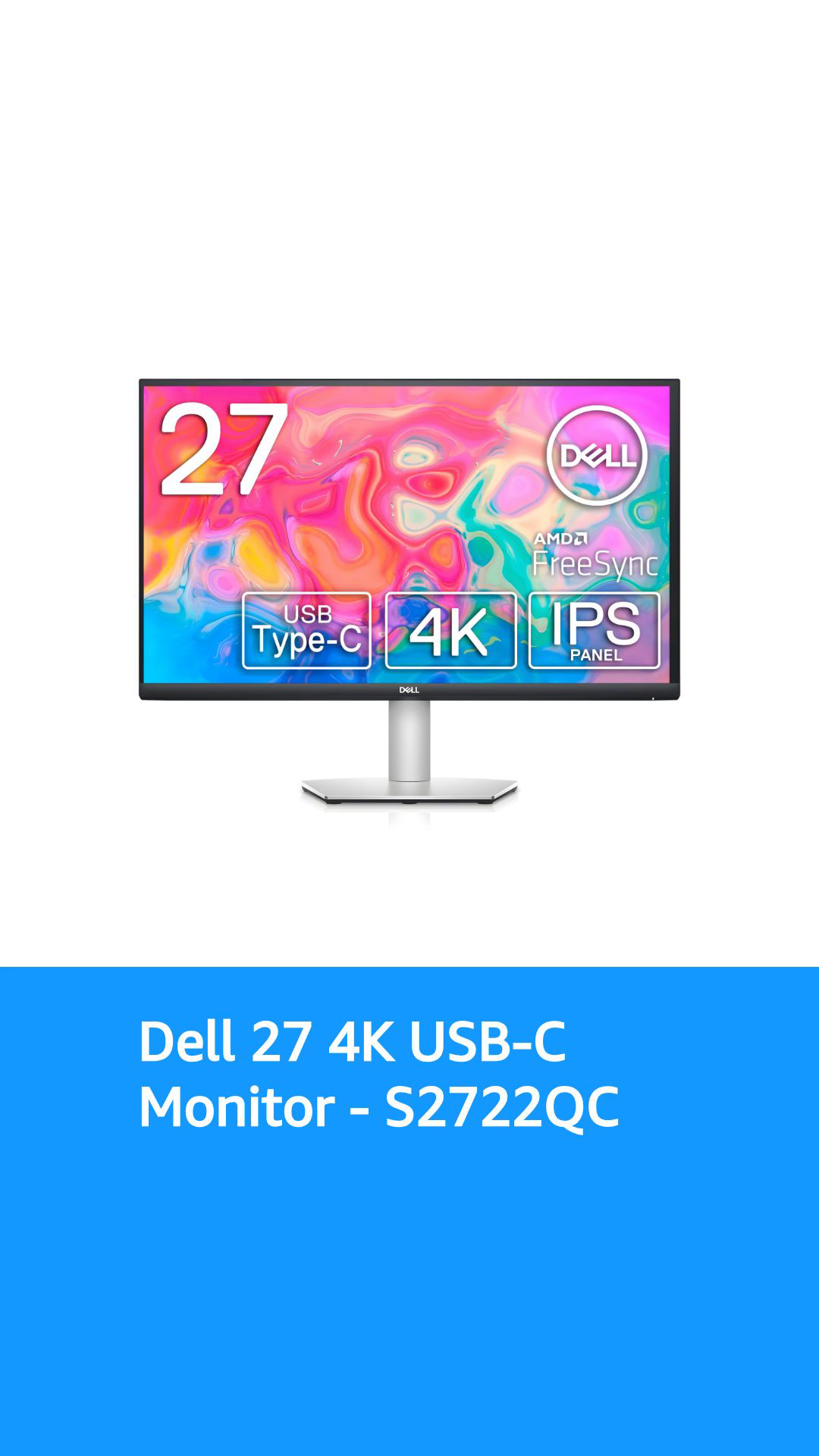 Dell 27 4K UHD USB-C Monitor - S2722QC, UHD (3840 x 2160) Display
