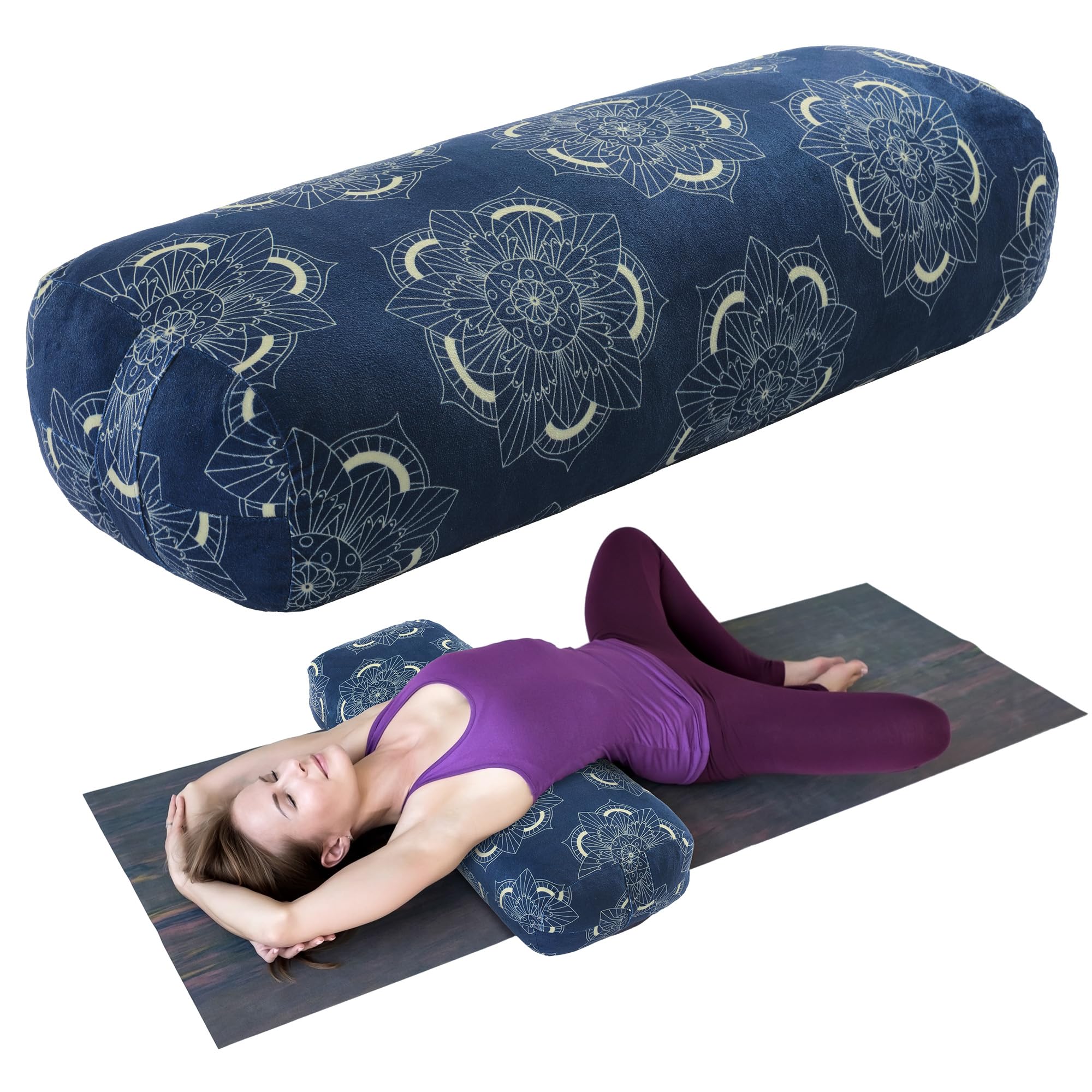 Yoga Bolster Pillow, Rectangular Yoga Pillow for Restorative Meditation, Bolster Meditation Cushion with Carry Handle, 70 * 27 * 15 CM-image-46