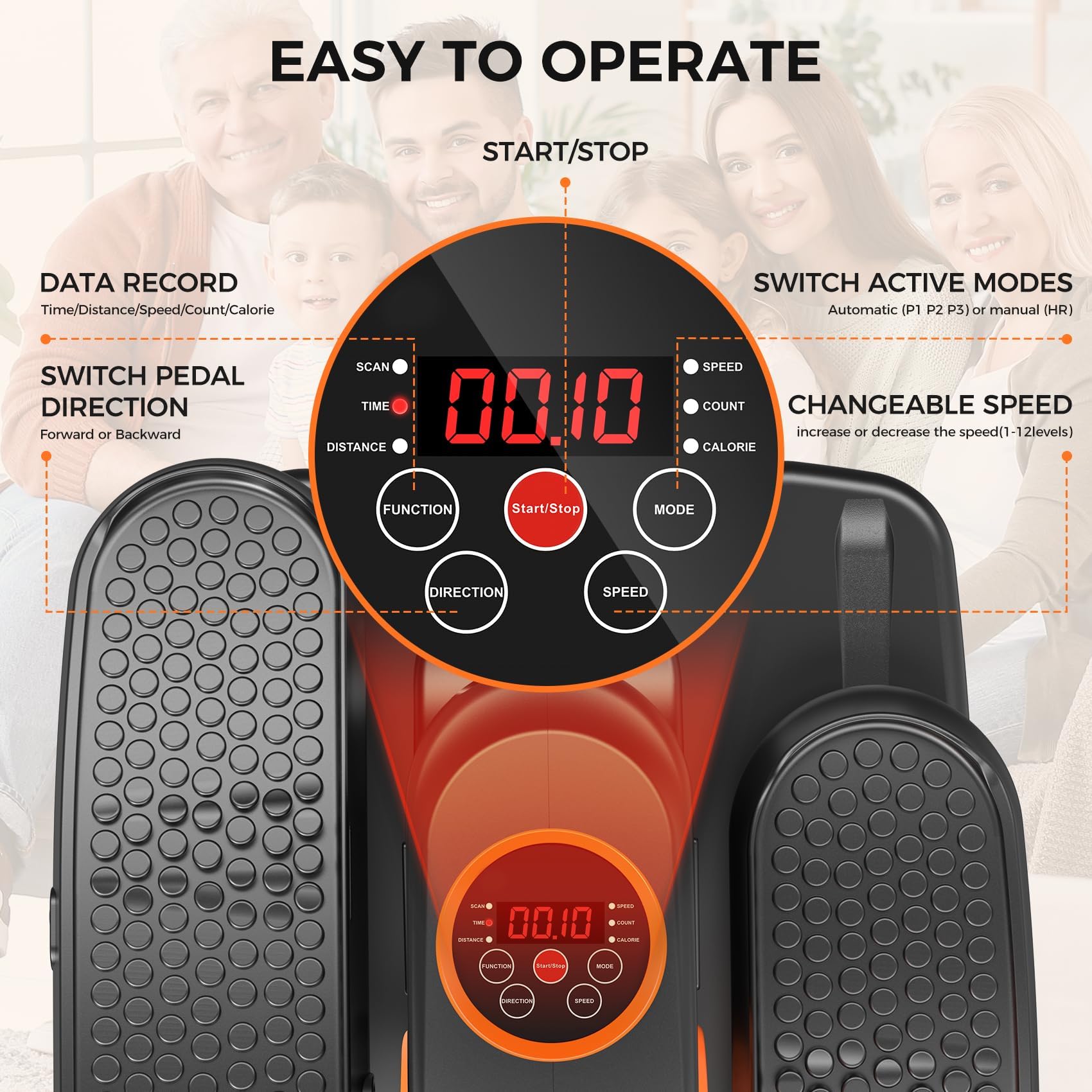 GUGTTR Under Desk Elliptical Machine, 2-in-1 Electric Leg Exerciser for Seniors, Quiet & Compact Pedal Exerciser with Remote, 12 Speed Elliptical Exercise Machine for Home Office