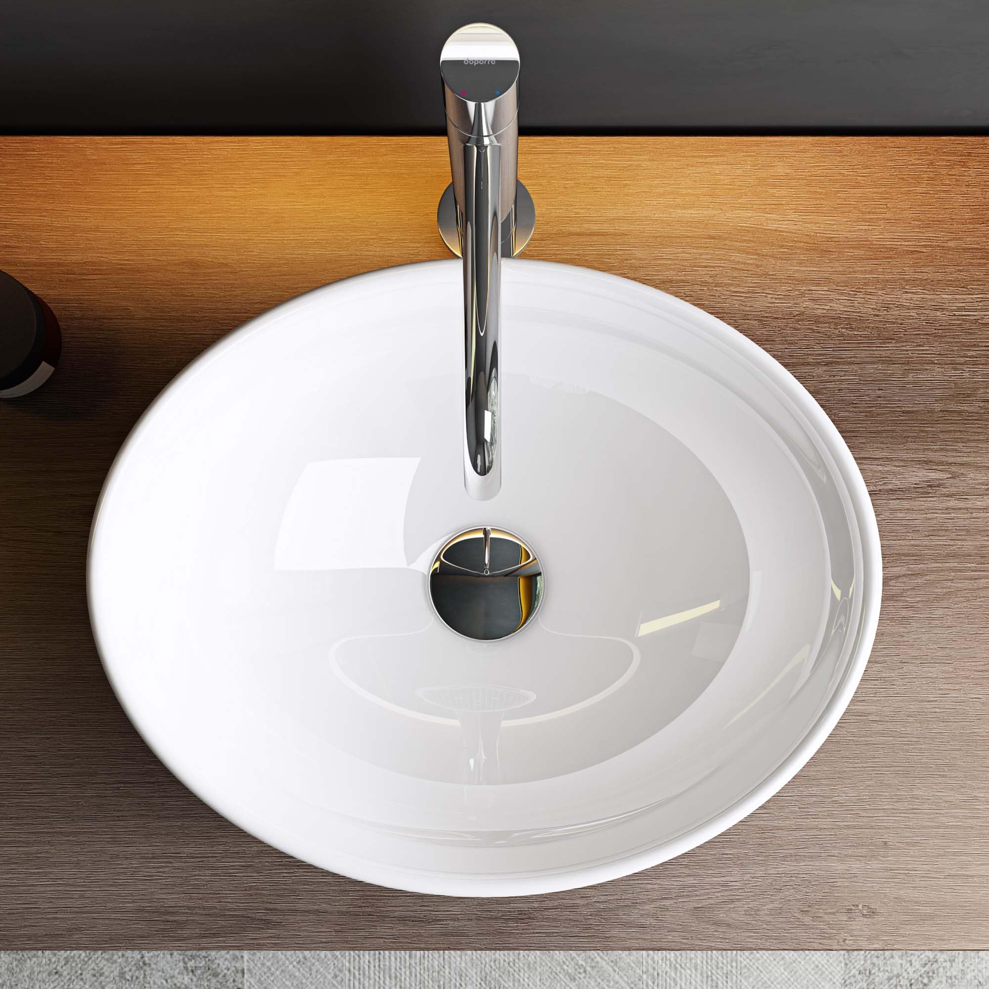 Mai & Mai Lavabo da Appoggio 42x34x14,5cm, Lavandino Bagno da Appoggio Ovale Brüssel205 in Ceramica Nano Rivestimenti Inclusi Bianco Lucido