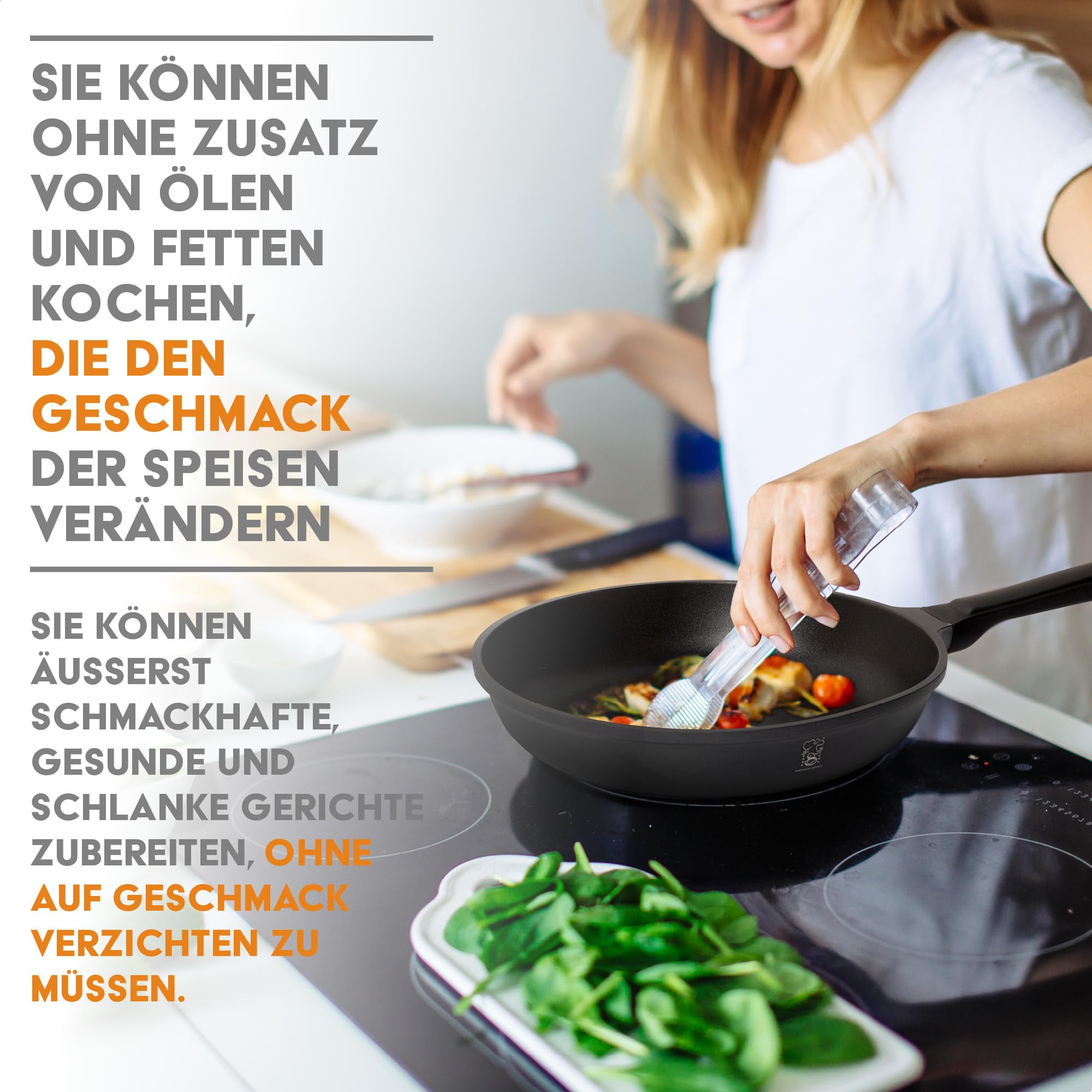 Stone&Stone Professioneller Kochtopf 24 cm, extrem antihaftbeschichtet mit deutscher Technologie, Boden aus Stahl, Kochtopf für Nudeln, auch für Gas/Ofen und gesunde Induktion, frei von PFOA