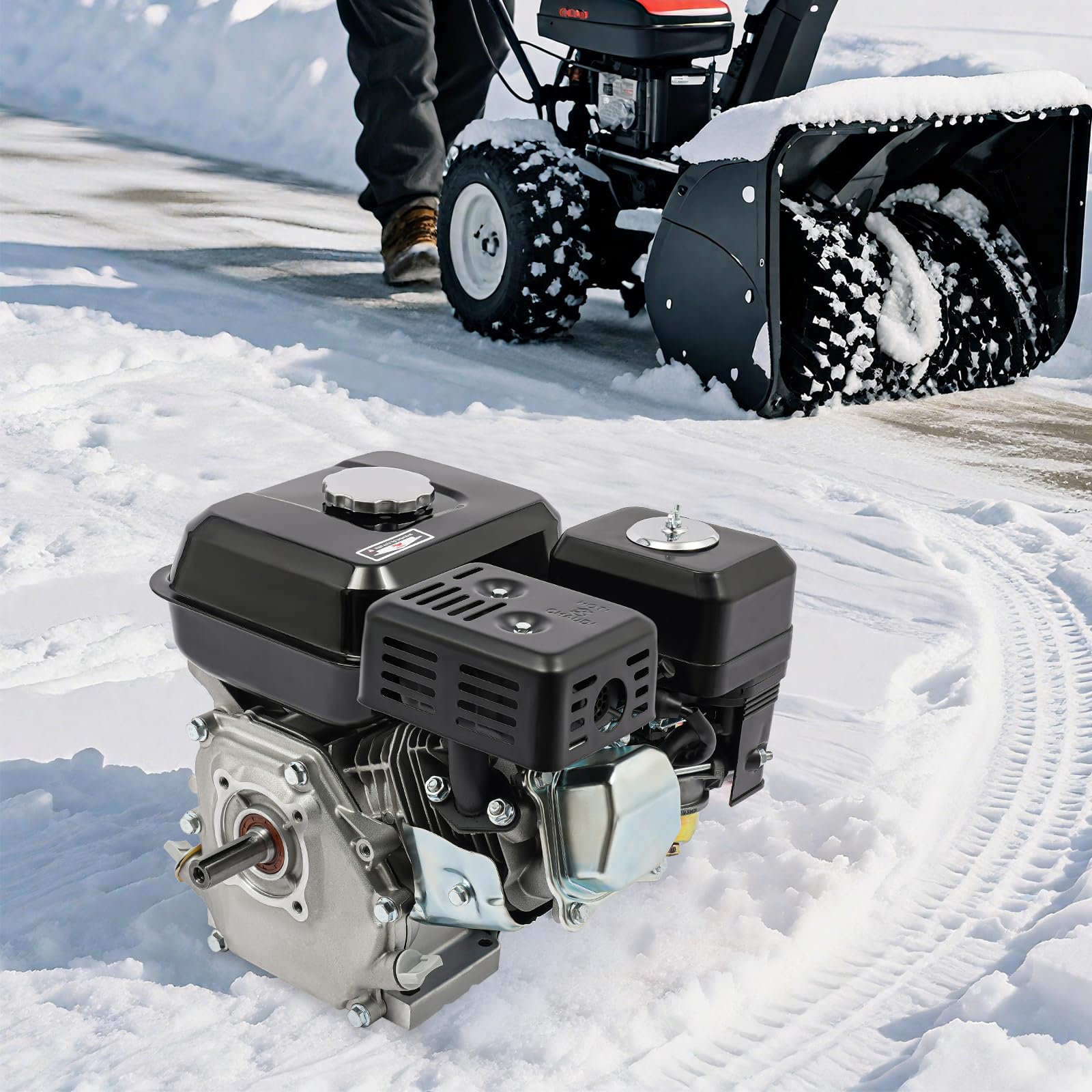 Moteur à essence 4 temps 7,5 CV 212 CC - Moteur sur pied - Moteur industriel à refroidissement par air OHV - 3600 tr/min - Arbre de 20 mm - Démarrage par câble - Pour tondeuses à gazon, pompes à eau