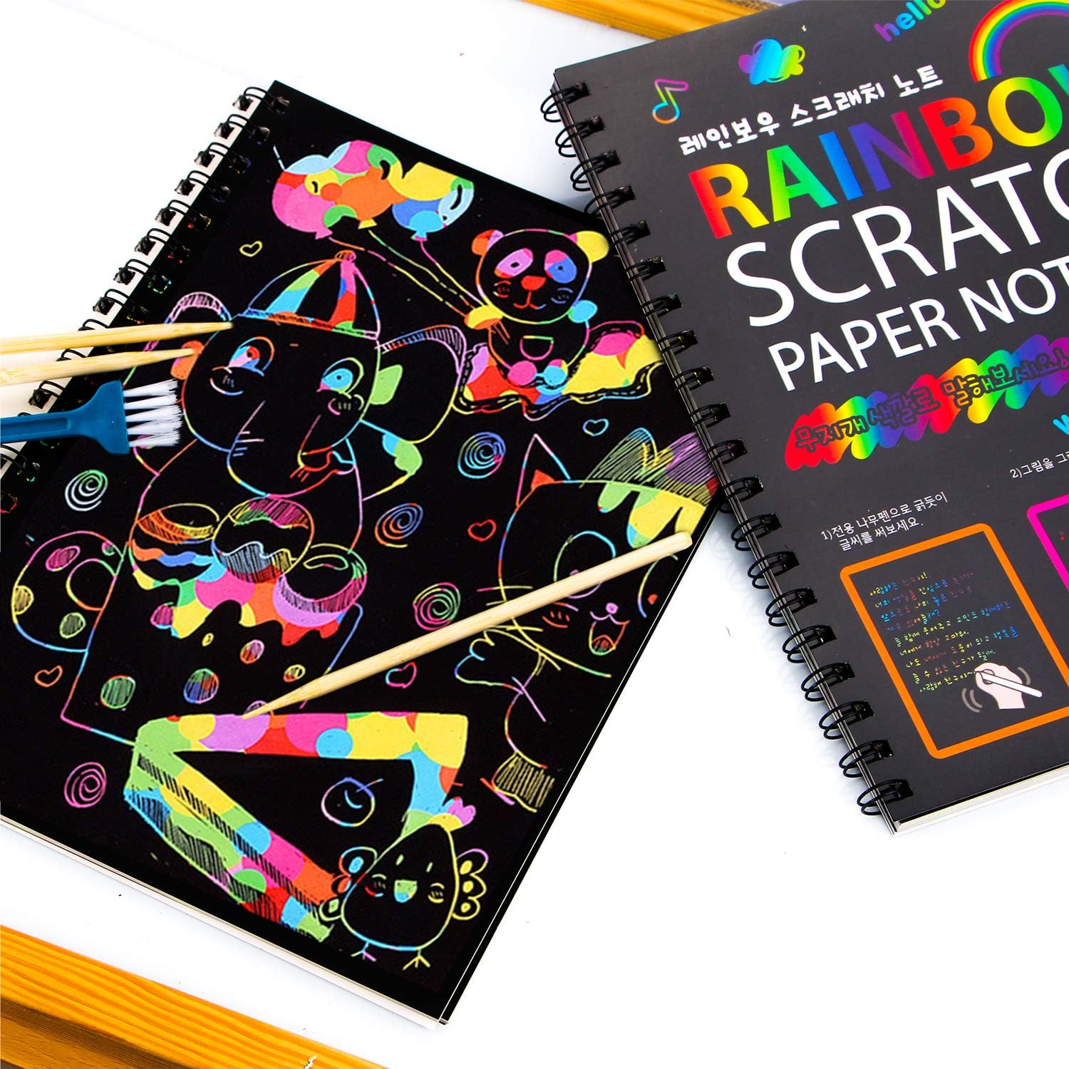 Vinlon Scratch Paper Notebooks 2 Packs x 24 Sheets, Magic Rainbow Scratch Off Paper Graffiti Art for Kids and Schoolboy