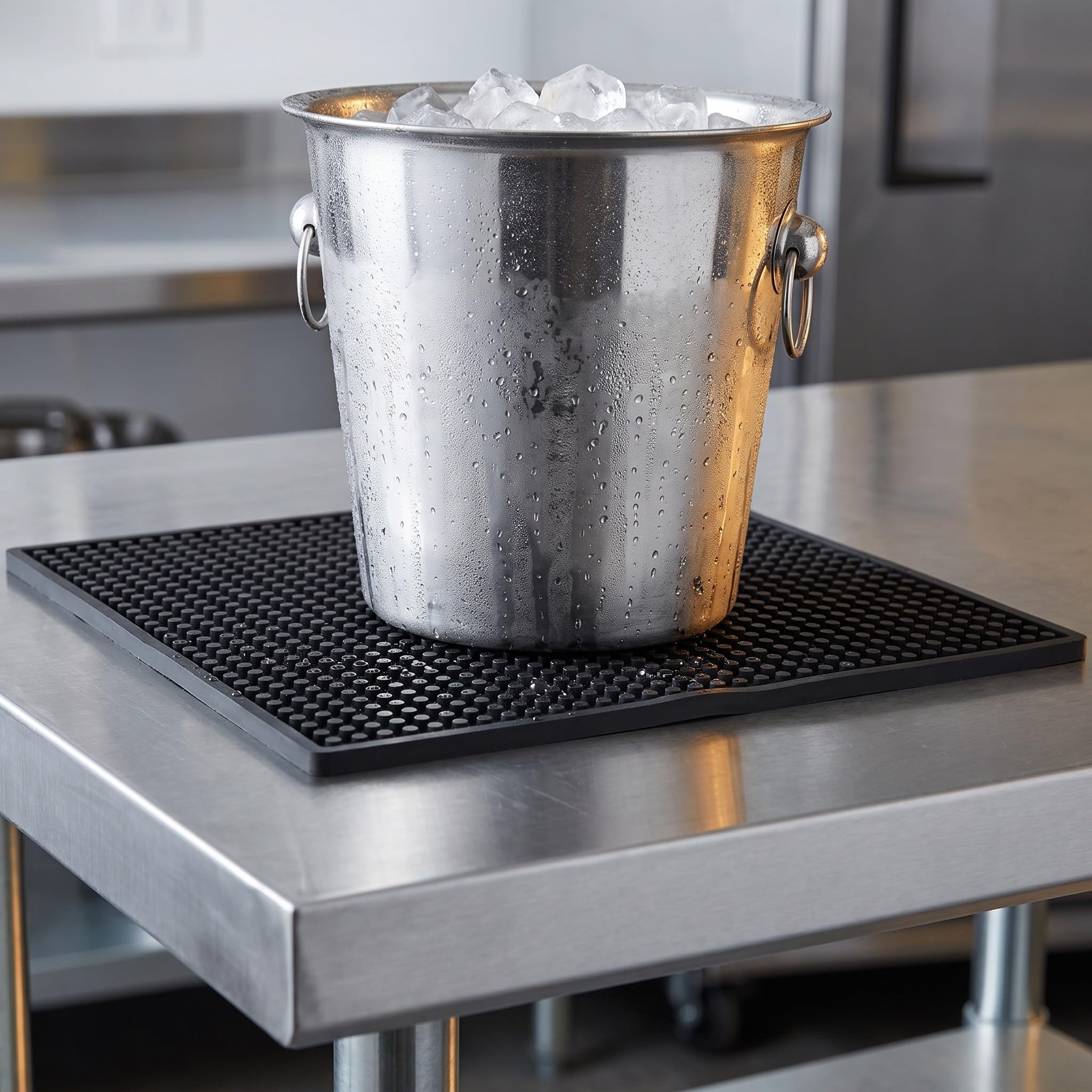 CALLARON Alfombrilla de Secado para Cubiteras - Almohadilla de Silicona Antigoteo de 35,5 X 30,5 Cm - Protector Antideslizante para Encimeras de Bar, Desagüe de Máquinas de Hielo, Servicio de