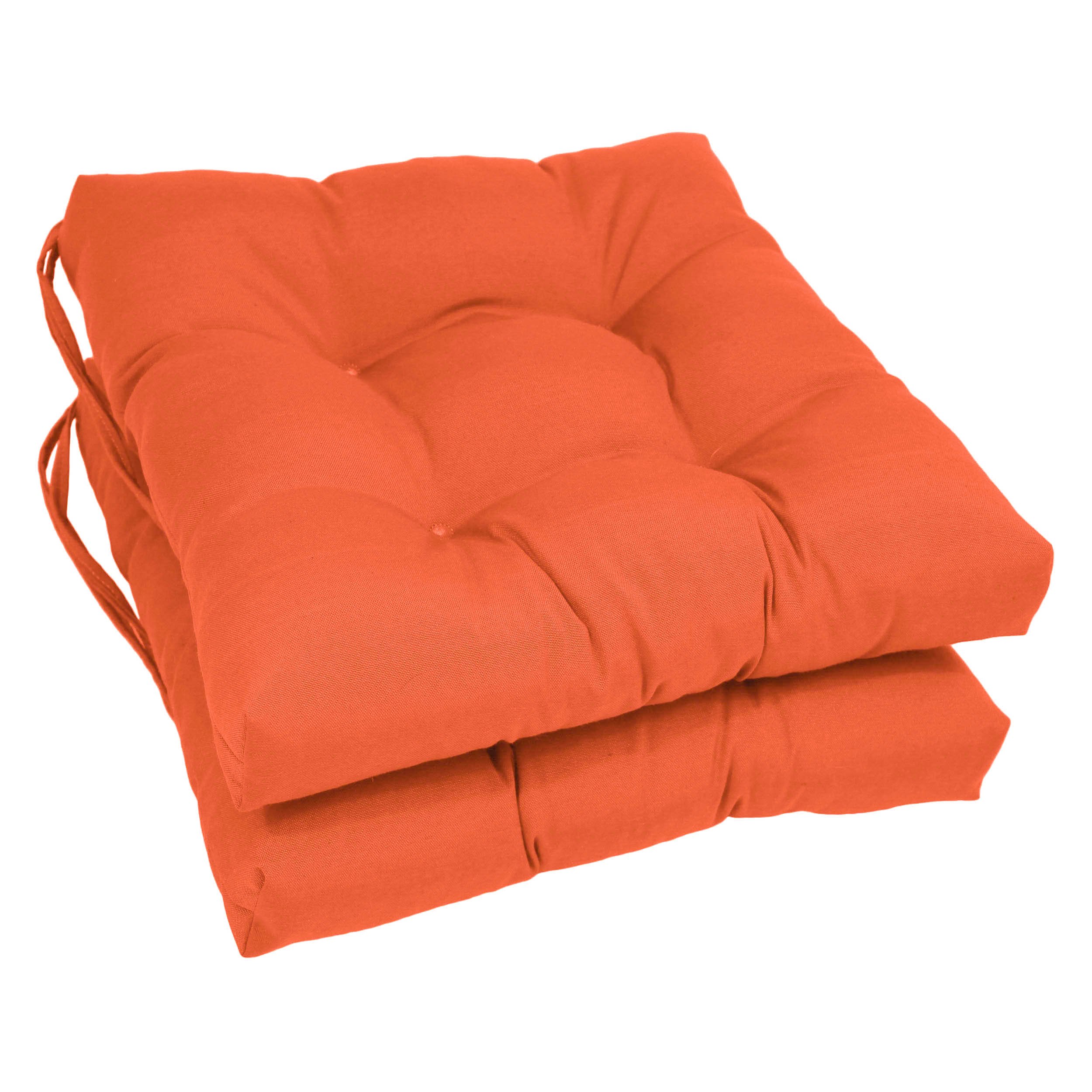 Blazing Needles 16-inch Twill Square Chair Cushion, 16" x 16", Tangerine Dream 2 Count