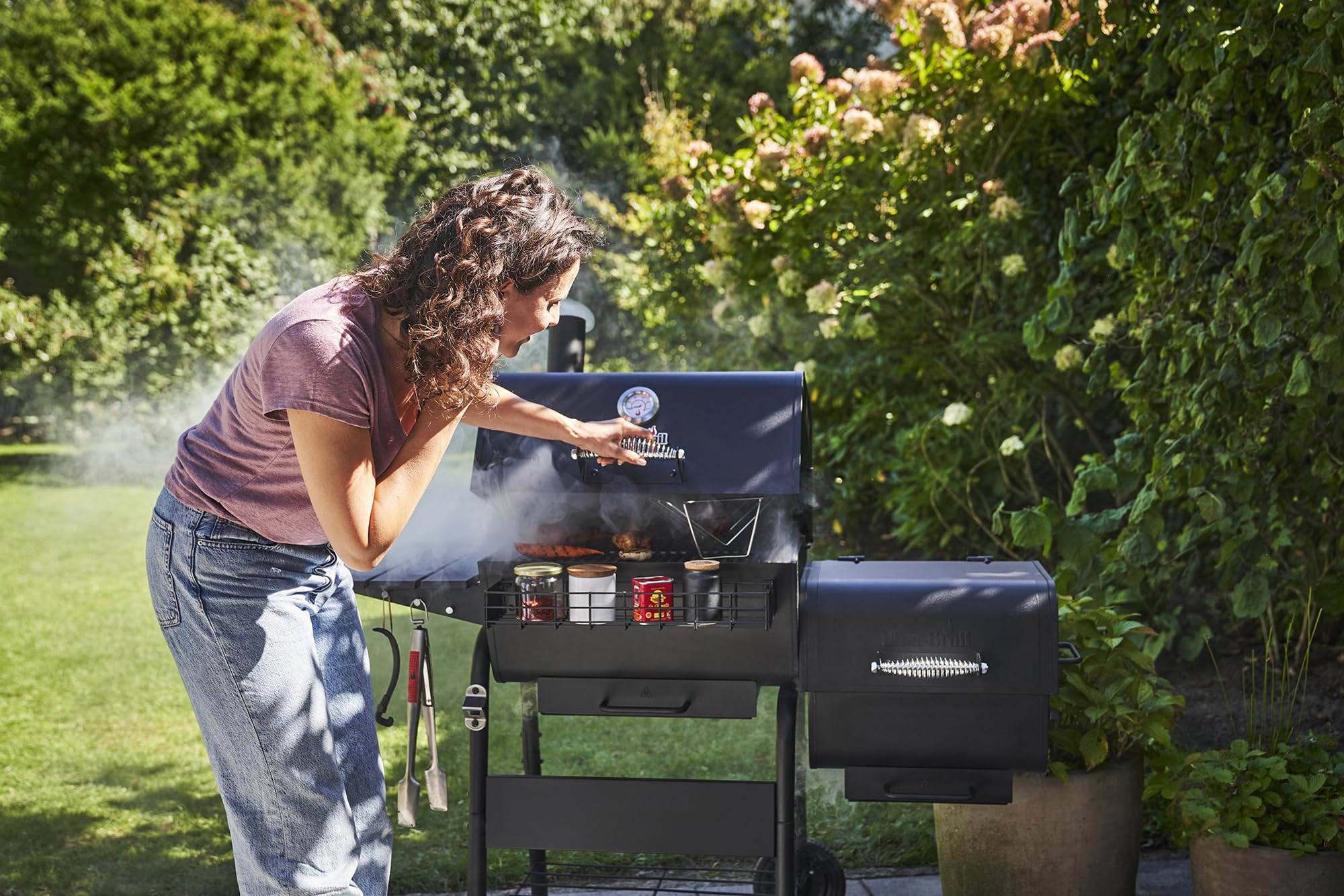 Char-Broil Barbacoa a Carbón 2Go - Barbacoa portátil, aire ajustable, combínelo con M/L para formar ahumador offset - Ideal para cocina al aire libre, jardín y patio
