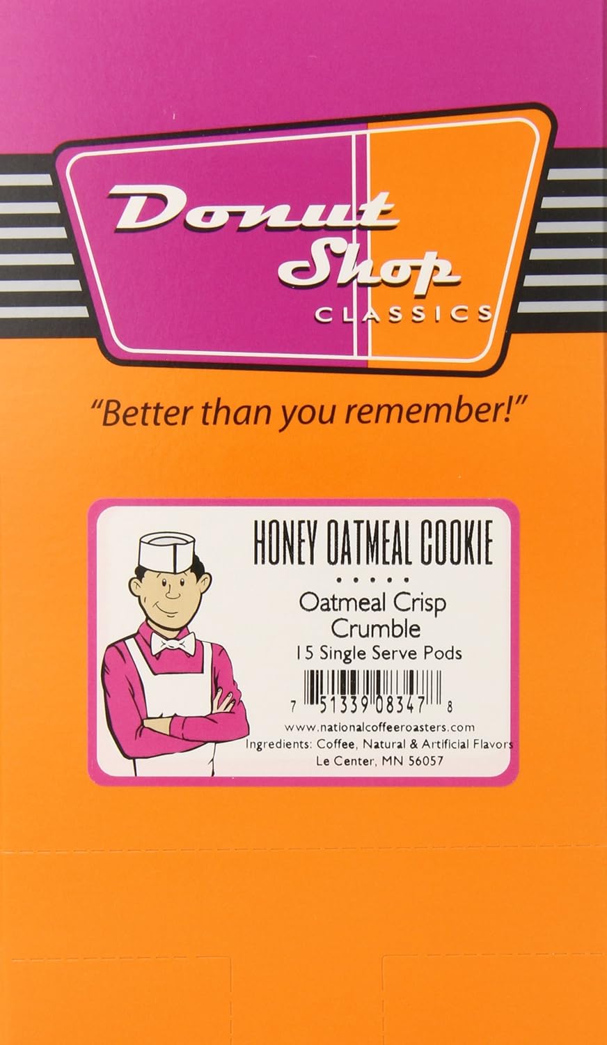 Donut shop Coffee Pods, Honey Oatmeal Cookie, 15 Count