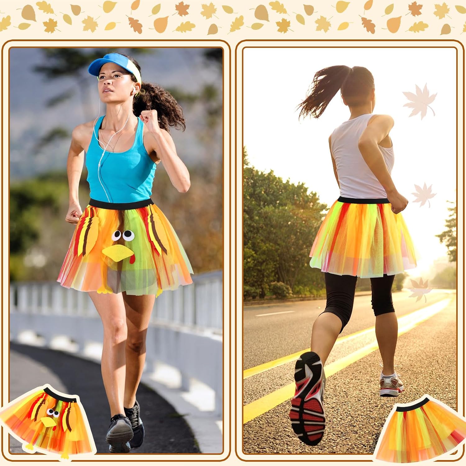 4 Pcs Thanksgiving Turkey Trot Tutu Running Costume