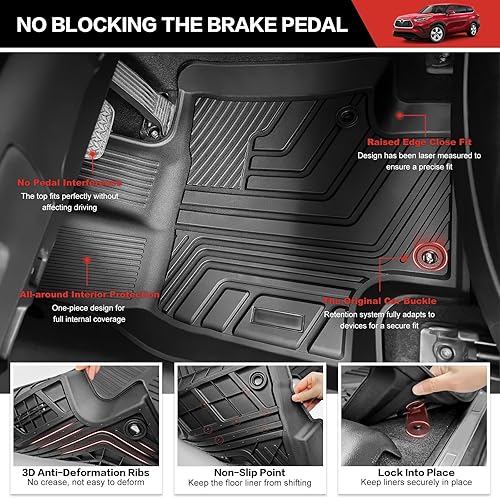 Miniatura 8 de Tapete de carga con cubierta trasera de asientos para Toyota Highlander 2020-2024 con sub trasero, forro de carga TPE para maletero de 7 asientos