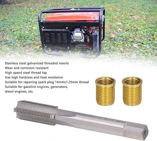 Miniatura 3 de Kadimendium Bujía Rosca Orificio Herramientas de reparación Metal M12x1.25 Insertos M14x1.25 Grifo 0.551 in Kit de roscado de punta espiral Tapón