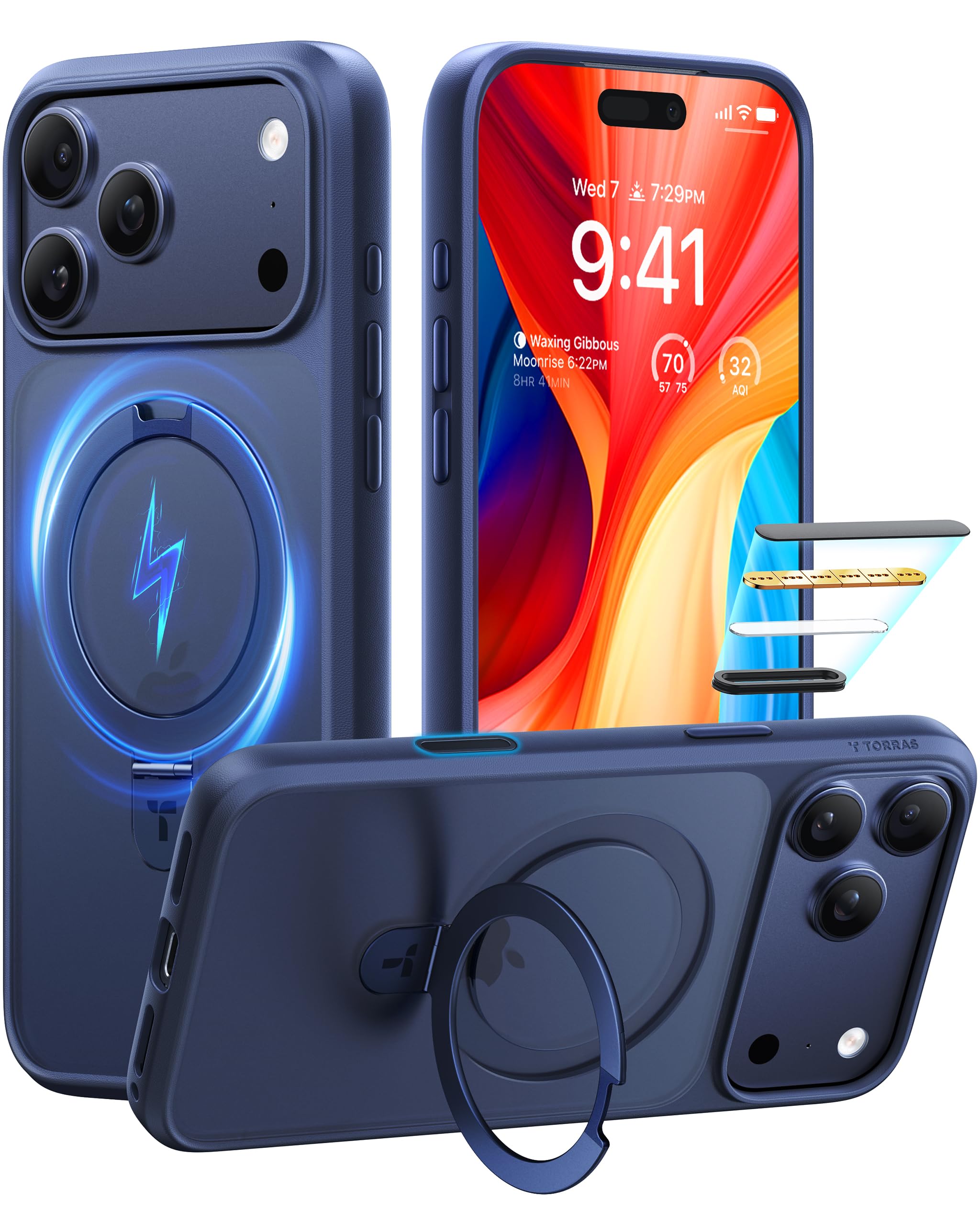TORRAS for iPhone 17 Pro Max Case with Stand Compatible with MagSafe 4X Military Grade Protection Camera Control