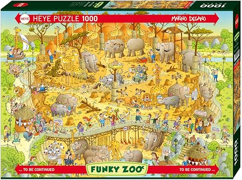 Heye African Habitat - Rompecabezas de 1000 piezas del zoológico de Marino Degano Funky