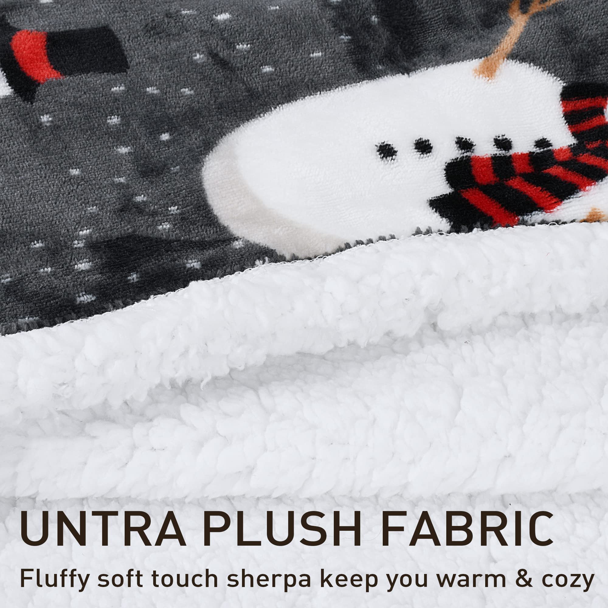 Catalonia Classy Sherpa-Decke, doppelseitiger Fleece-Überwurf, Einzelbett, extra Dicke, warme Sofadecke, gemütliche Couchdecke für Couchbett, alle Jahreszeiten,Schneemann/Grau,150x130cm