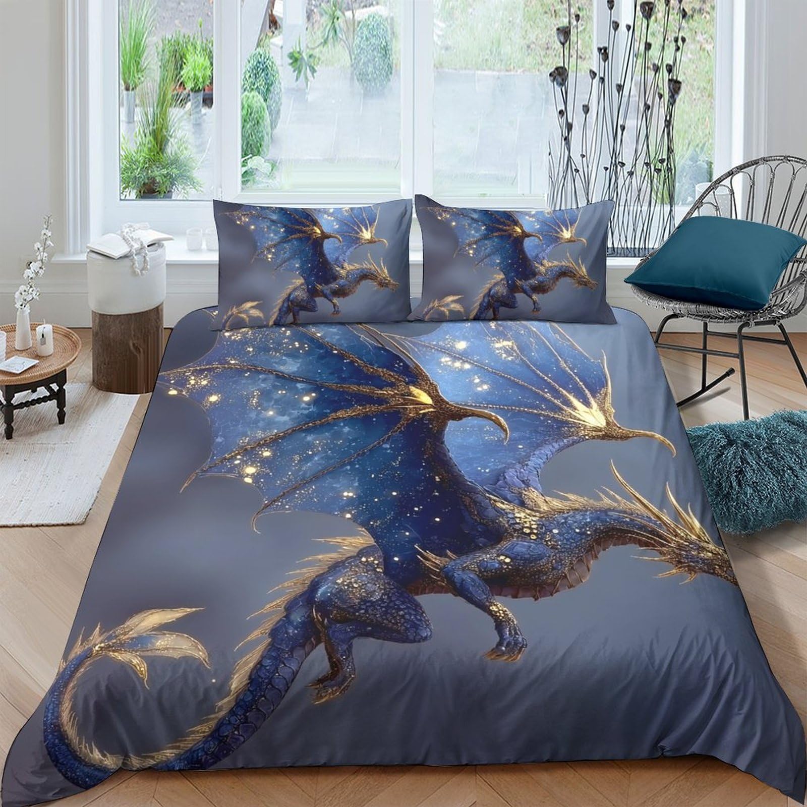 3D Printed Dragon Quilt Cover, Microfiber Duvet Cover Hidden Zipper for