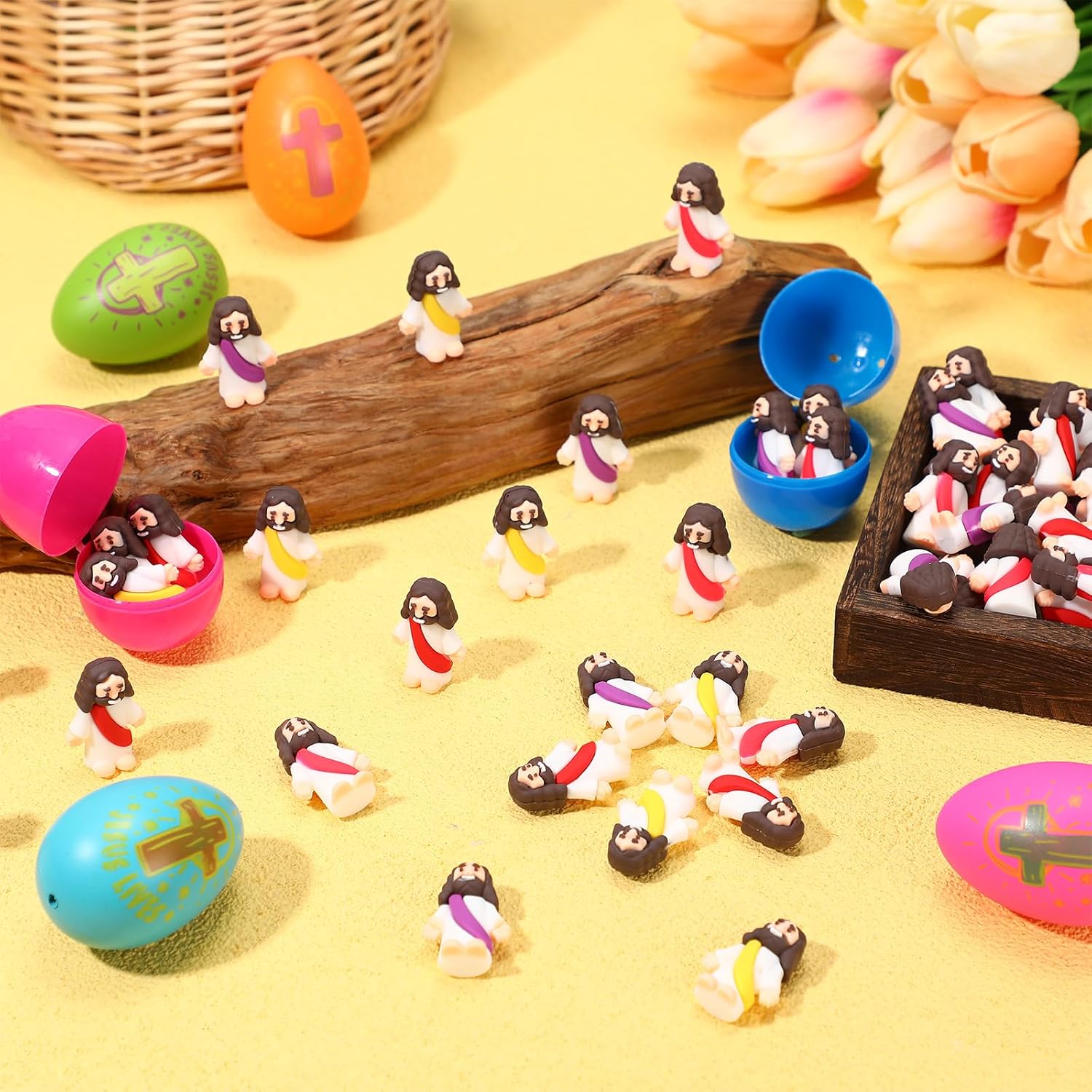 Barydat 100 Pcs Little Jesus Figures Vbs 2026 Crafts Mini Jesus Love You Figurines Pocket Tiny Christ Savior Toy Religious Gifts for Vbs Church Baptism Party Favors lllumination(Multicolor)