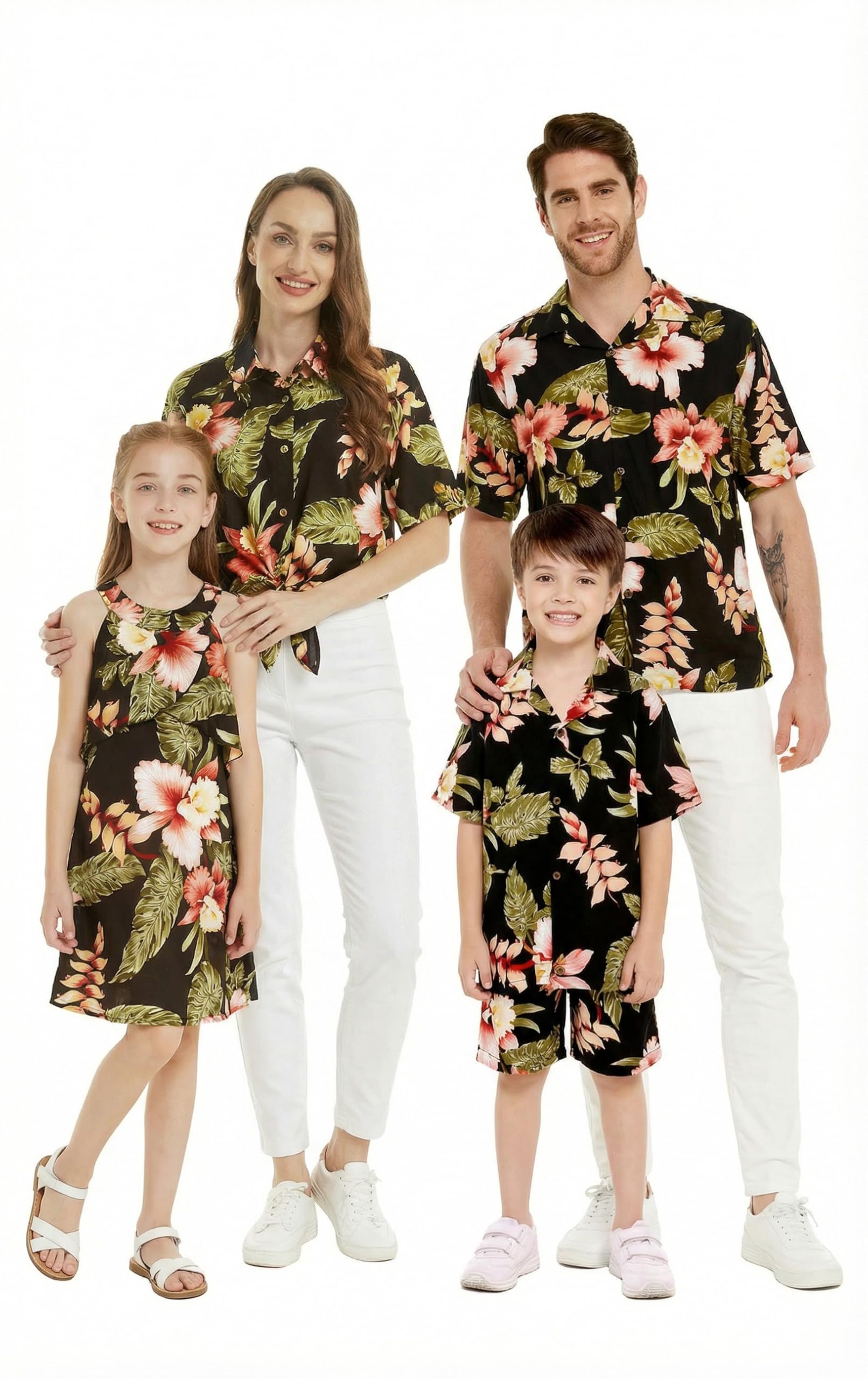 Family Matching Hawaiian Clothes, Black Rafelsia