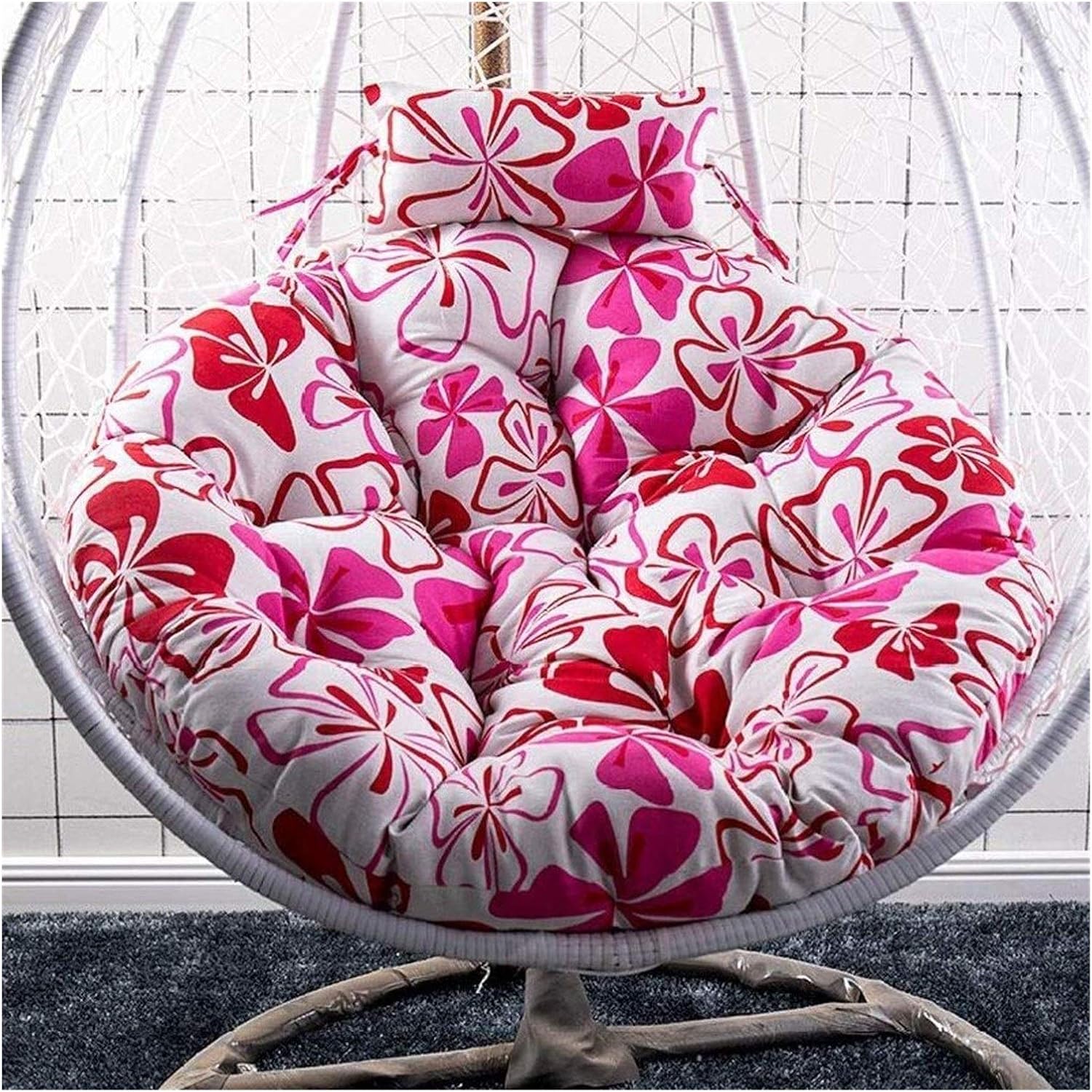 Cojín para Silla de Columpio de ratán para jardín, Patio, cojín para Asiento de Columpio, Respaldo Grueso para Silla Colgante de Nido con Almohada para Colgar, cojín para Silla con Forma de Huevo, p