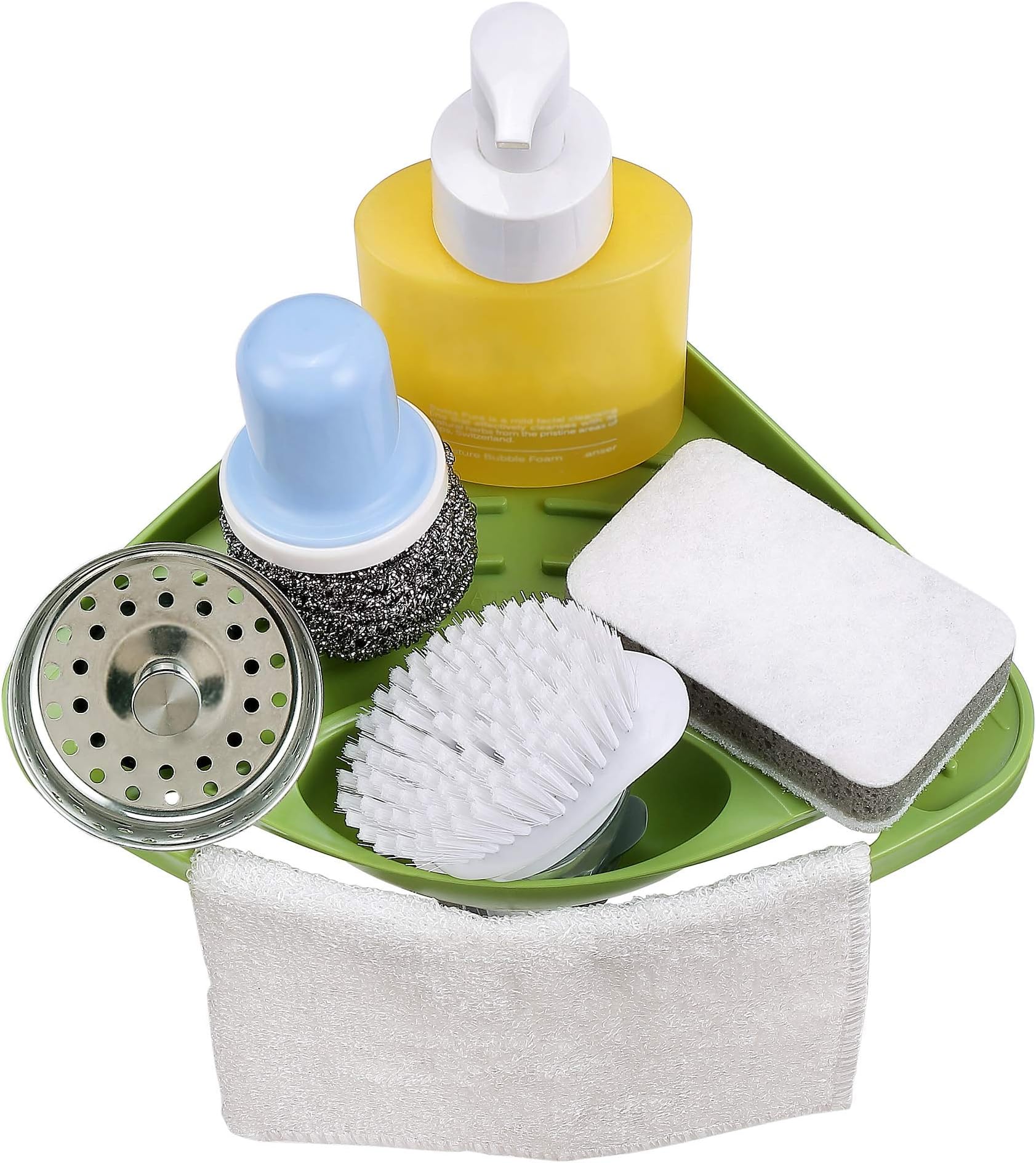 Kitchen sink caddy sponge holder scratcher cleaning brush holder sink organizer(Green)
