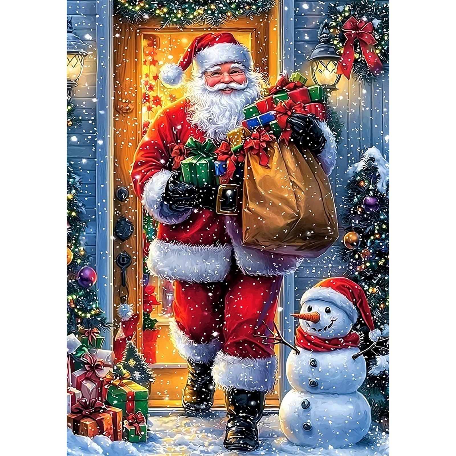 GHHKUD Santa Claus Diamond Painting Kits for Adults, Christmas 5D Diamond Art Kits for Adults Beginners, DIY Full Drill Diamond Gem Art Stitch Canvas Painting Pictures for Home Decor, 30 * 40CM