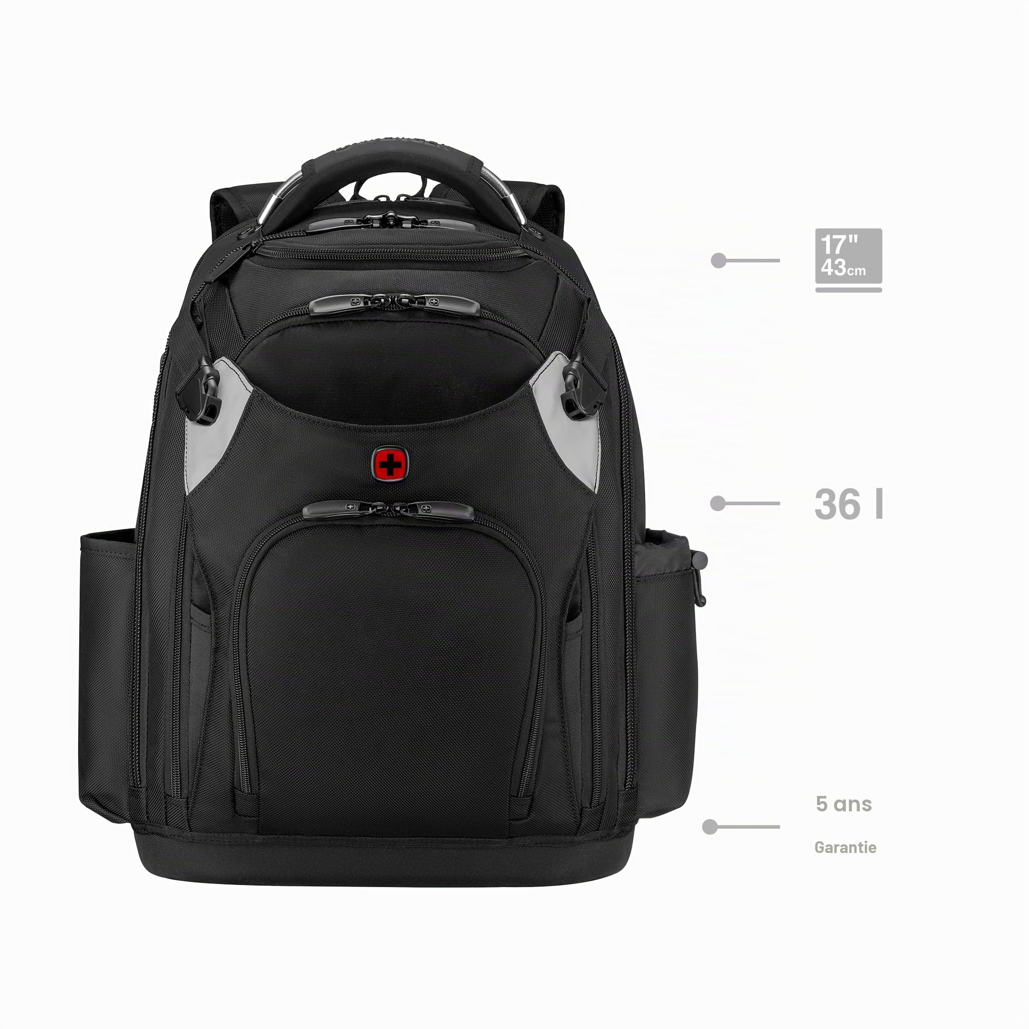 WENGER Tool Backpack Sac à dos à outils avec compartiment pour ordinateur portable - Sac à dos de travail pour artisans - Organiseur d'outils (sans outils) - Noir