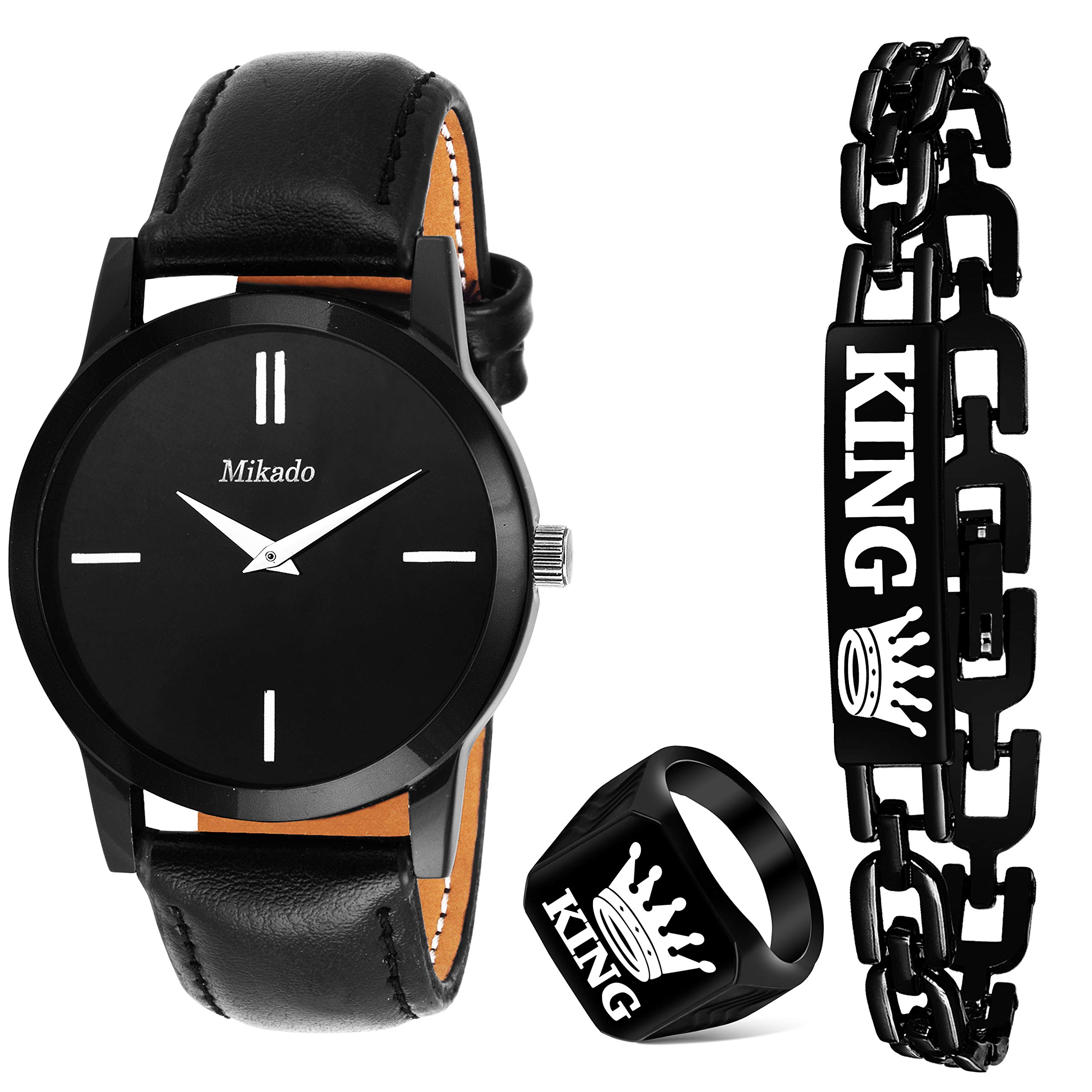 Mikado Mens and Boys Analogue Black Watch Bracelet and Ring (Pack of 3) (B08BTVDYD8) Amazon Price History, Amazon Price Tracker
