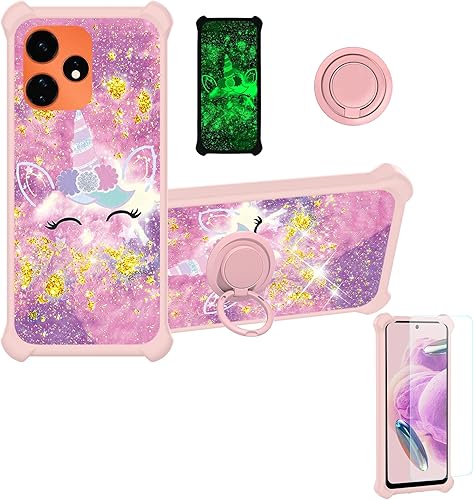 Miniatura 8 de Cricket Debut S2 - Funda compatible con AT&T Calypso 4 U380AC U380AA con protector de pantalla de vidrio templado, soporte de anillo, purpurina