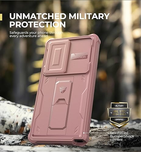 Vista 89 de Dexnor Funda para Samsung Galaxy S24 Plus con cubierta deslizante integrada para cámara, protector de pantalla y soporte, a prueba de golpes, funda