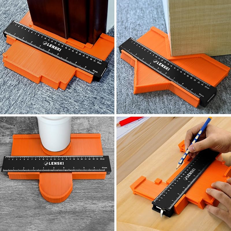 Lenski Kontúrmérő Eszköz 25 cm - Precíz Formamásoló Sablon Zárható Fém Mechanizmussal - Barkács Segédeszköz Burkoláshoz, Szereléshez - Férfi
